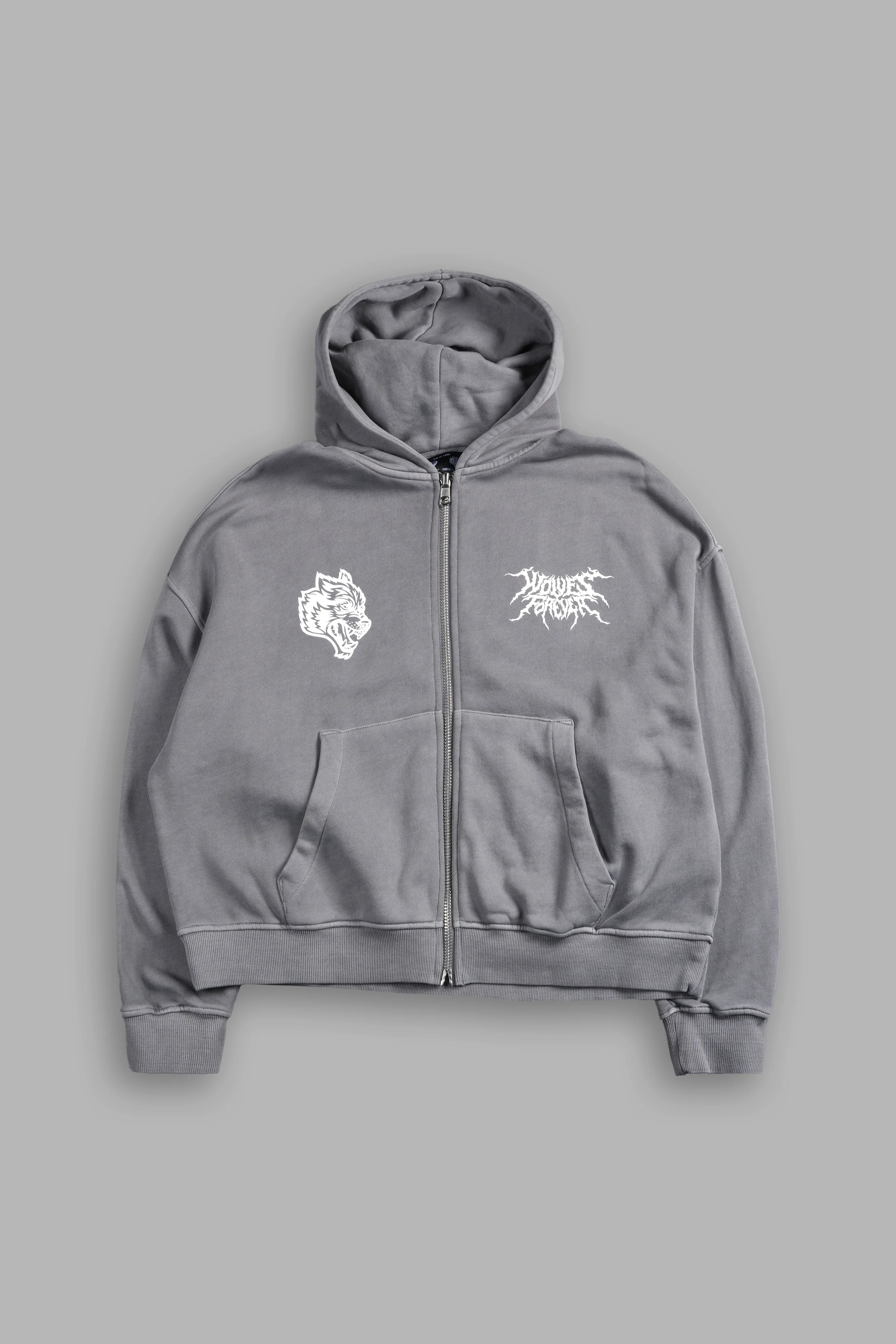 Stand-Off Vex Double Zip Hoodie in Dove Gray - Image 3