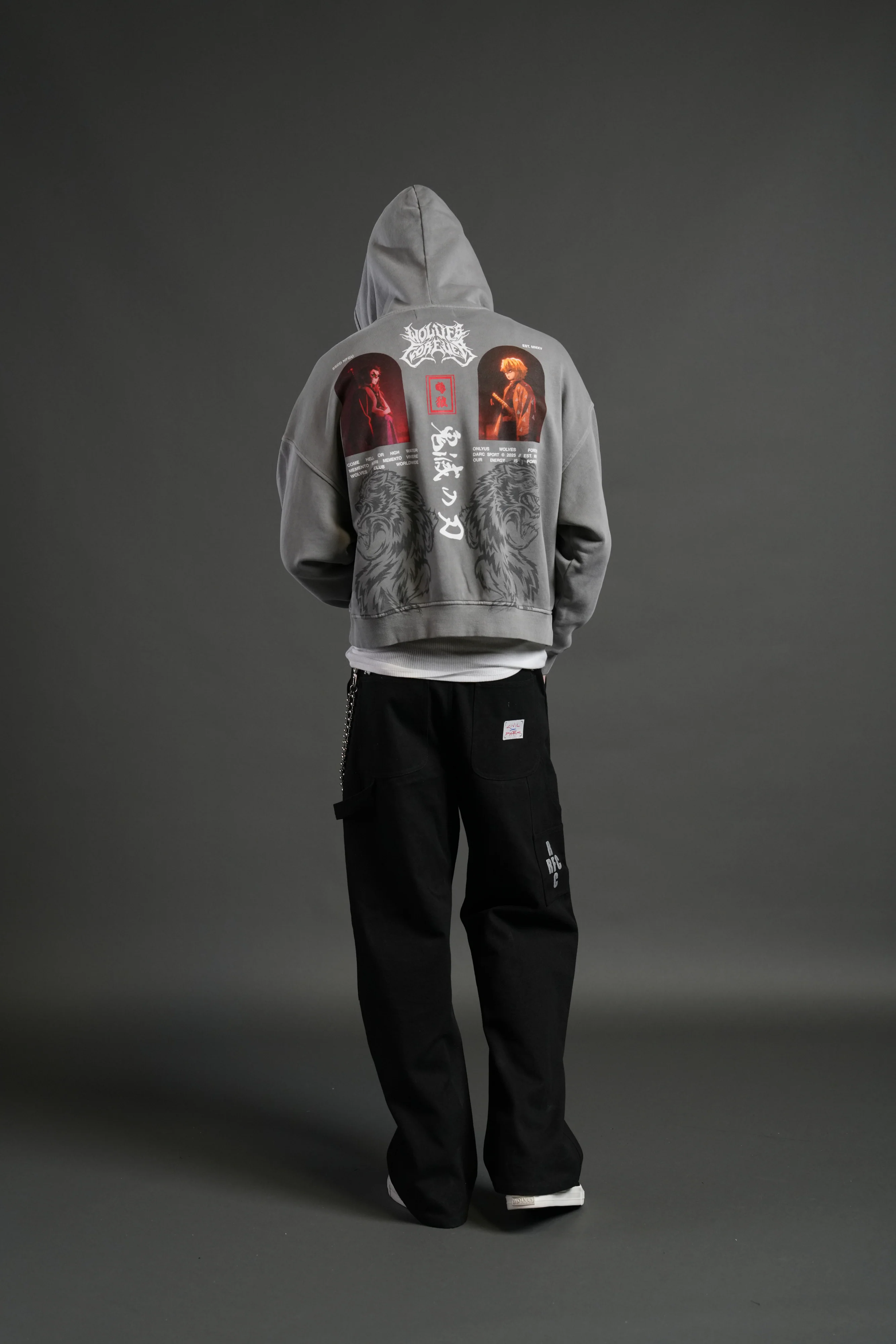Stand-Off Vex Double Zip Hoodie in Dove Gray - Image 6