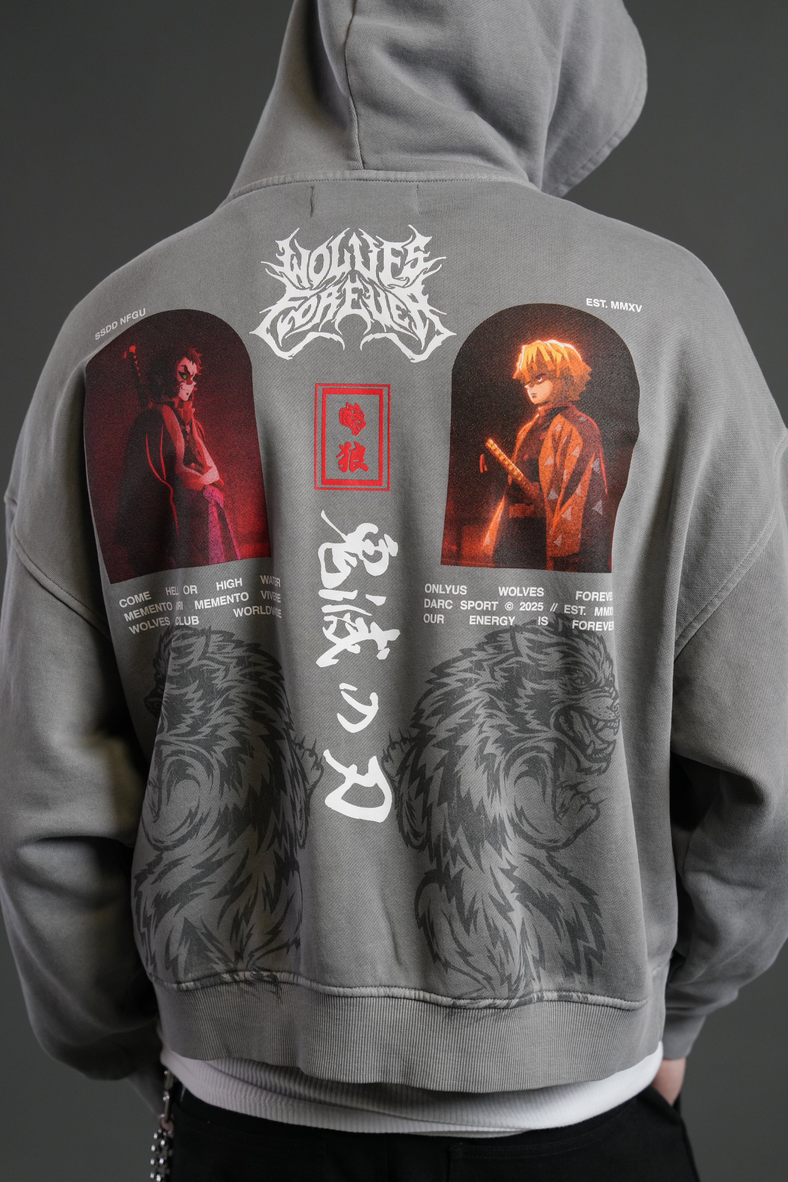 Stand-Off Vex Double Zip Hoodie in Dove Gray - Image 8