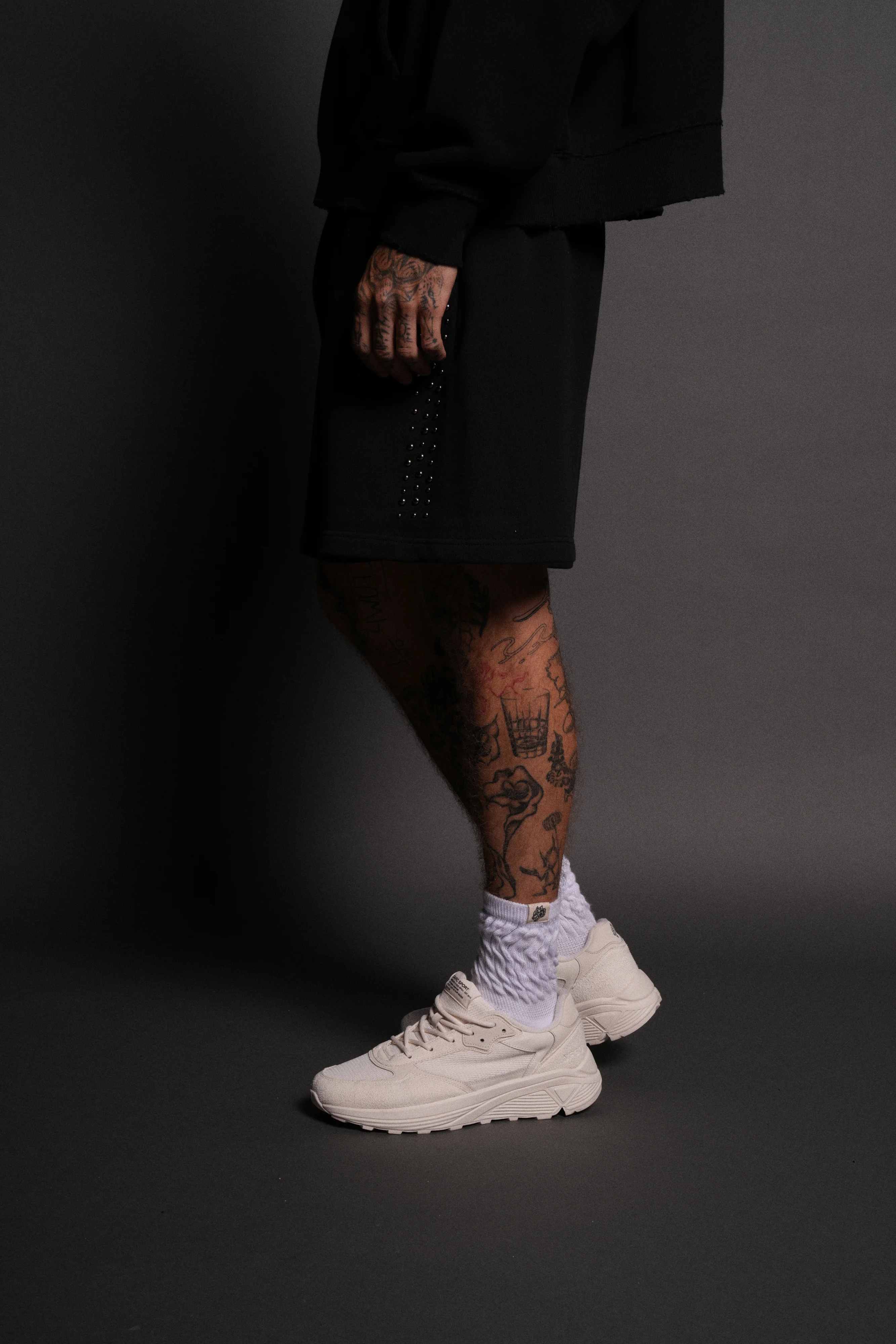Stud Wolf Post Lounge Sweat Shorts in Black - Image 4