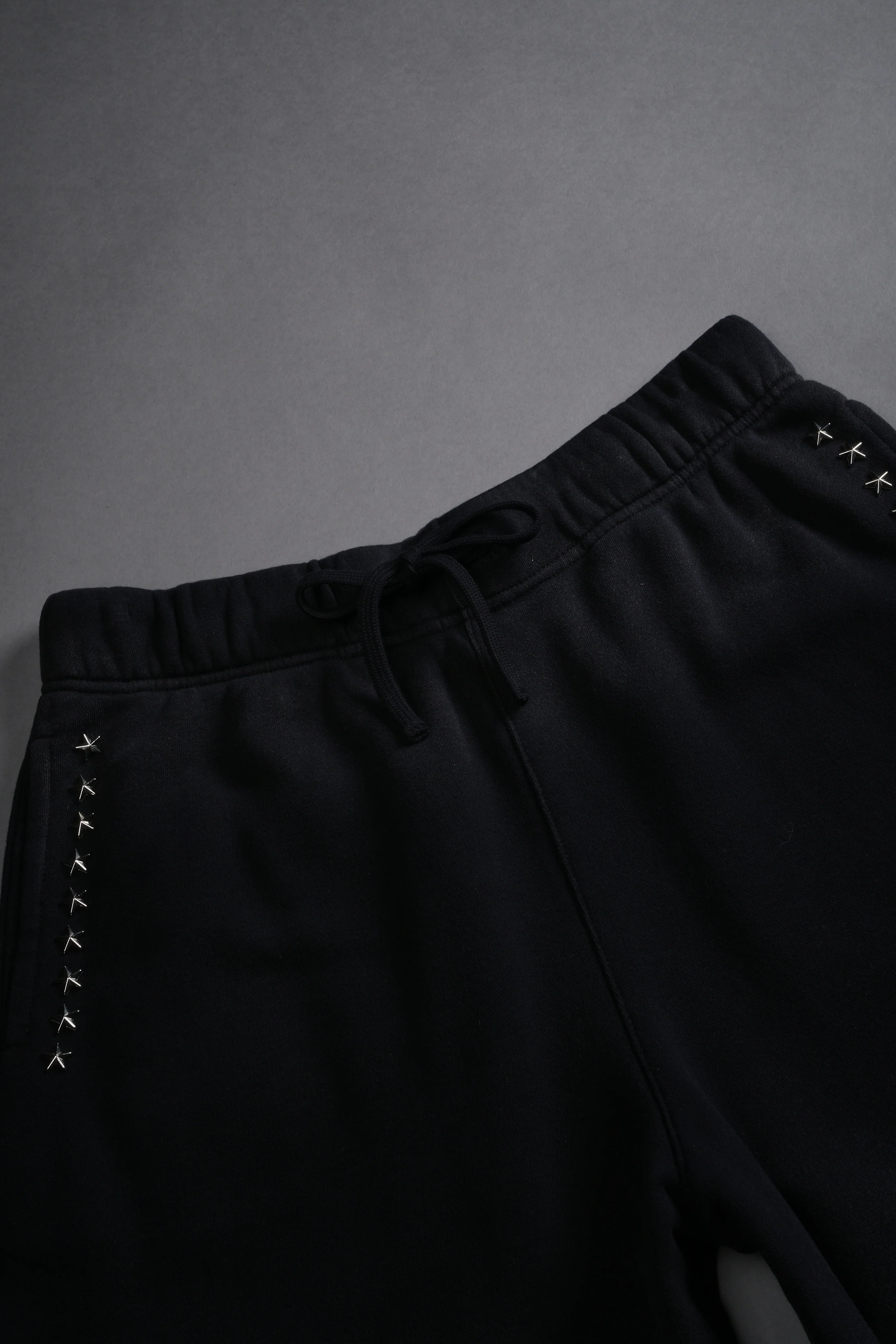 Studded Midnight Wolves Oversized Post Lounge Sweat Shorts in Black Drift Wash - Image 7