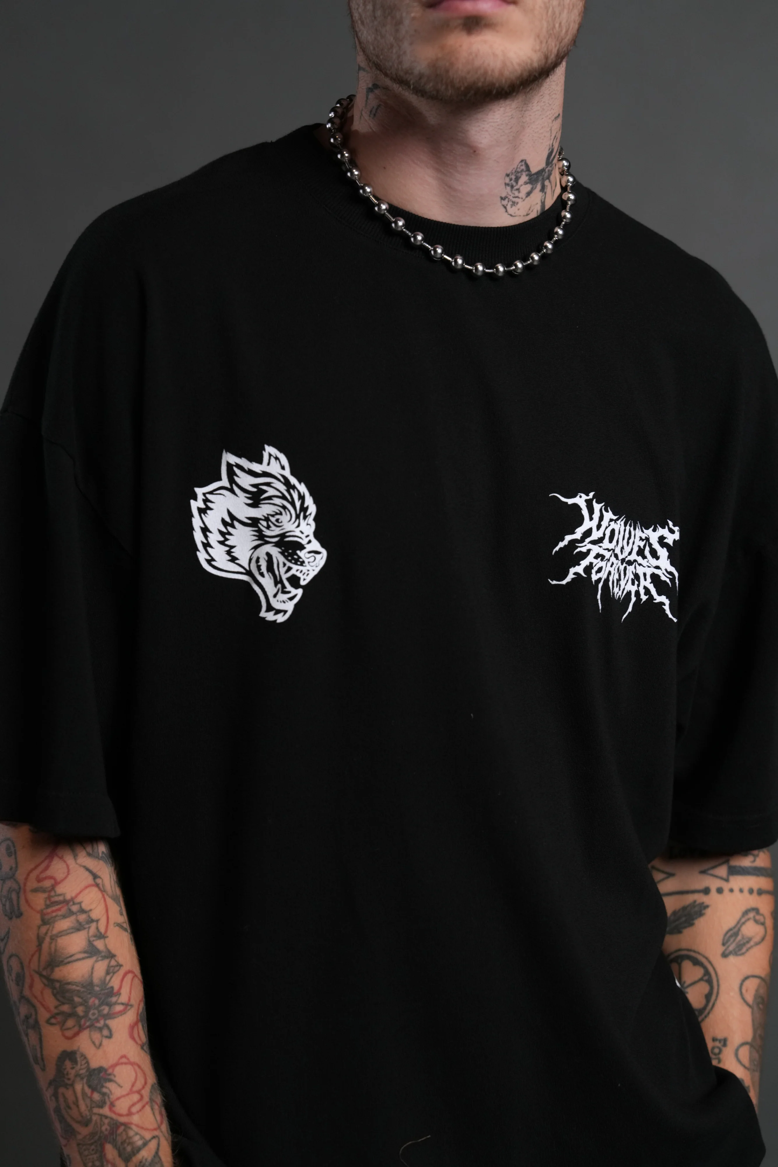 Sung Jinwoo "Side By Side" Series Premium Oversized Tee in Black - Image 7