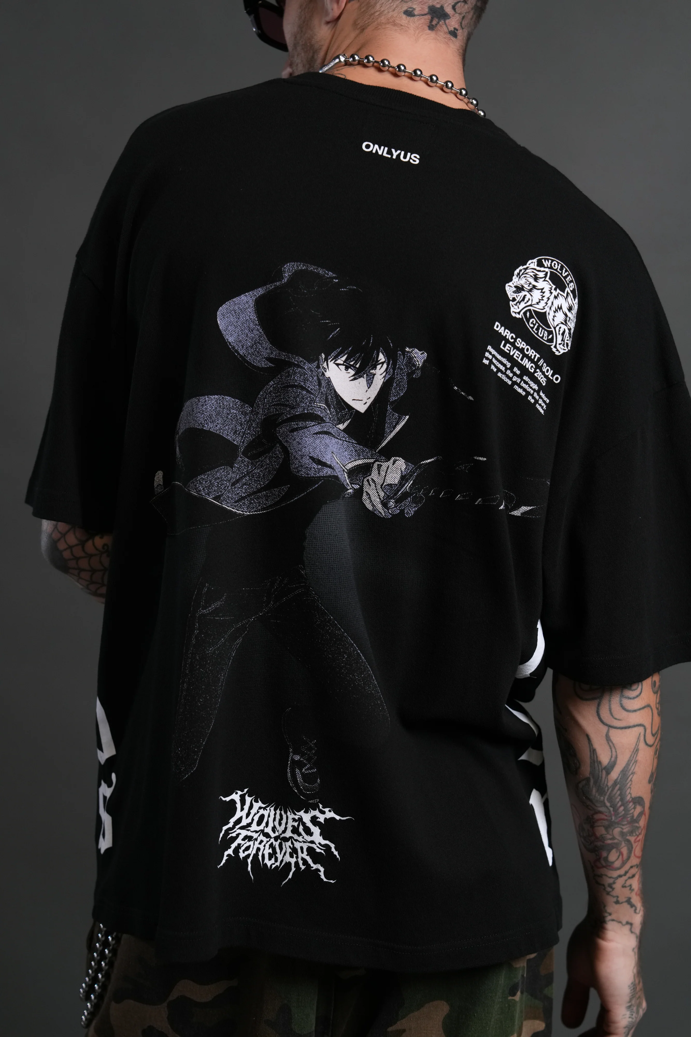 Sung Jinwoo "Side By Side" Series Premium Oversized Tee in Black - Image 8
