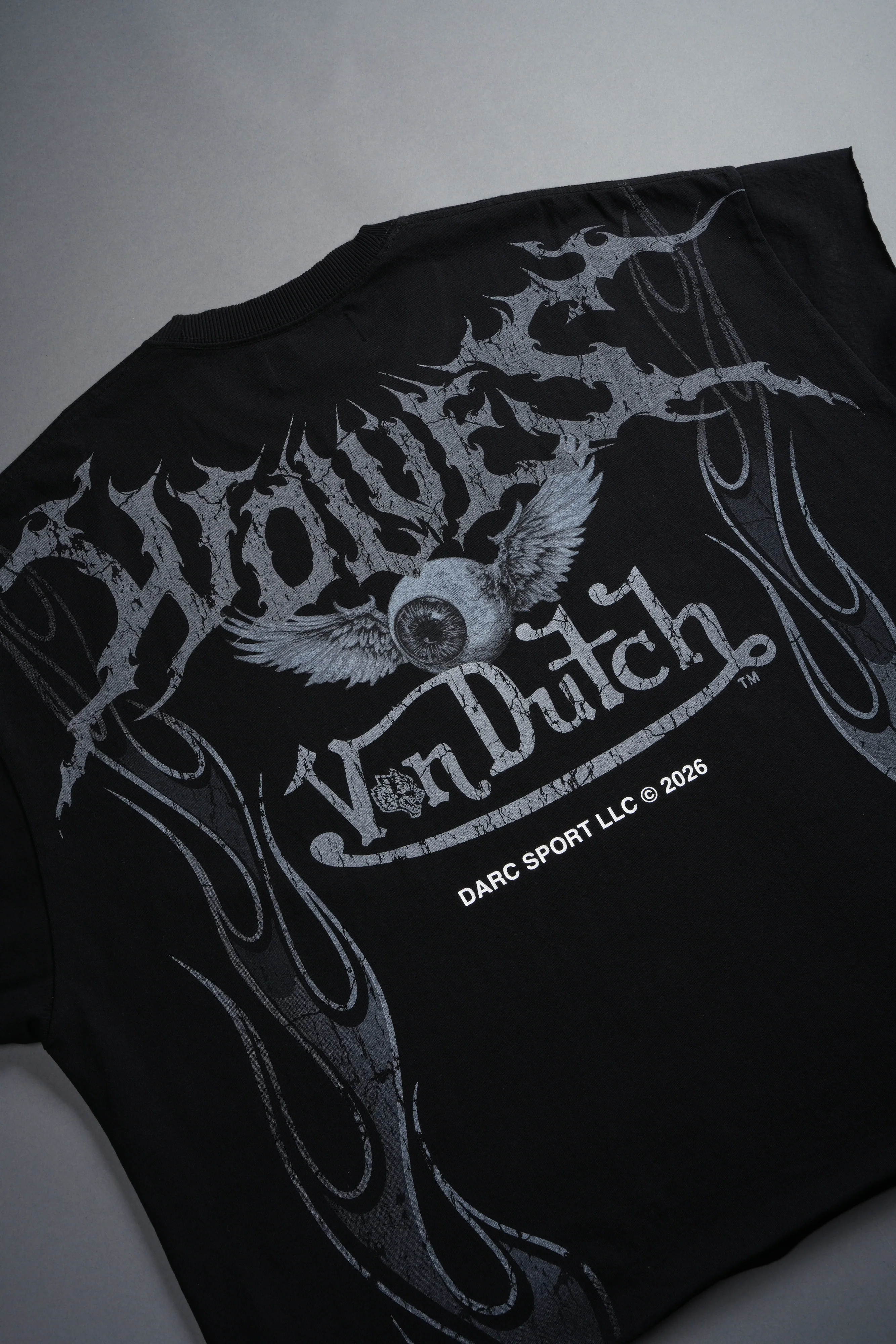 Take-Off Grunge Cut-Off Mid-Length Raw Hem Tee in Black - Image 9