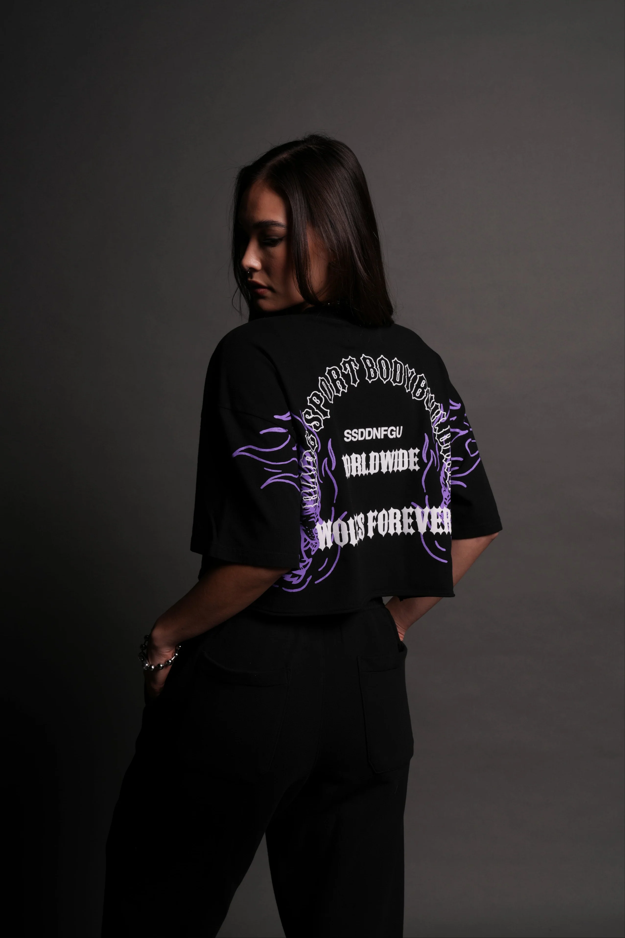 The One You Feed V2 "Premium" Oversized (Cropped) Tee in Black - Image 3