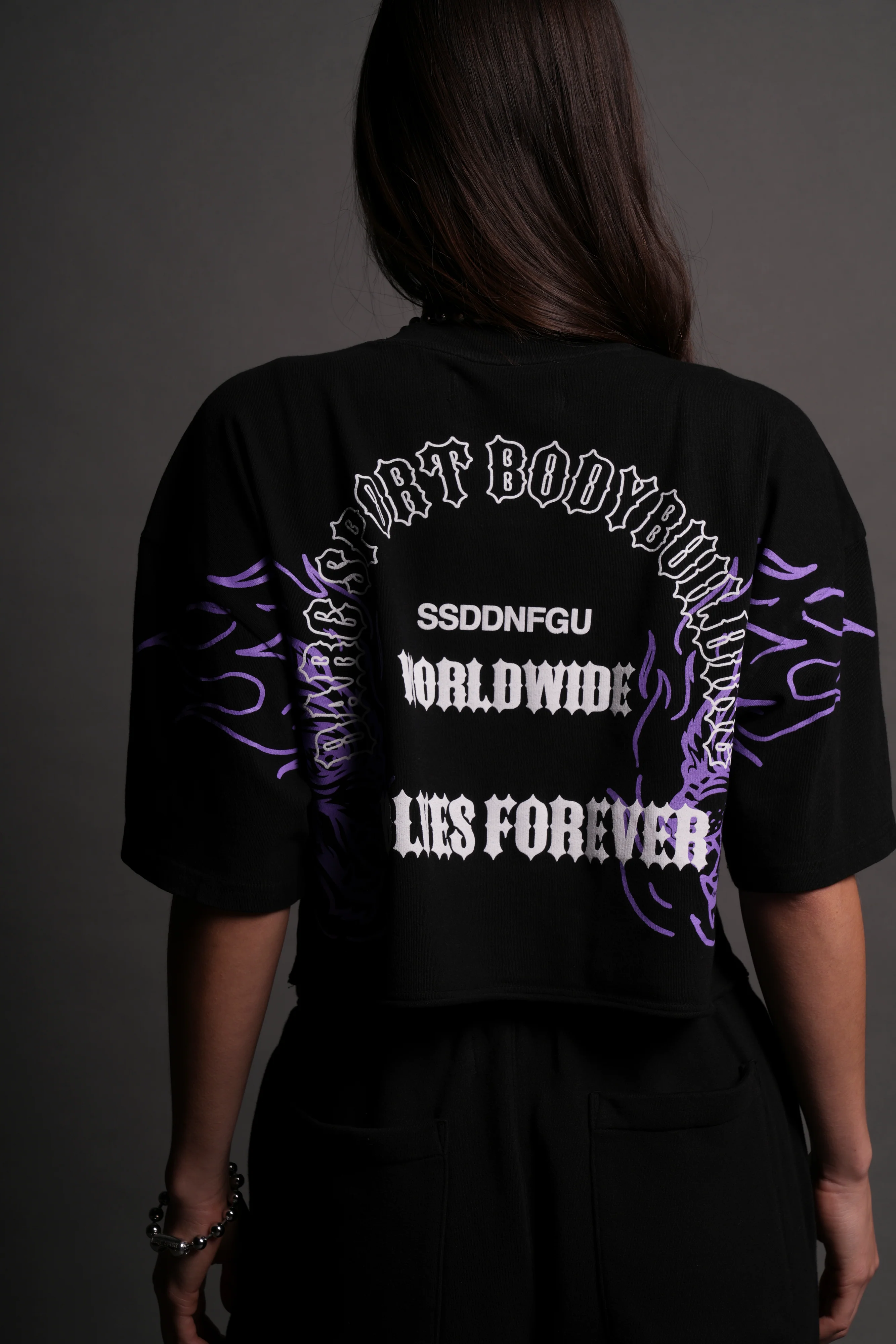The One You Feed V2 "Premium" Oversized (Cropped) Tee in Black - Image 9