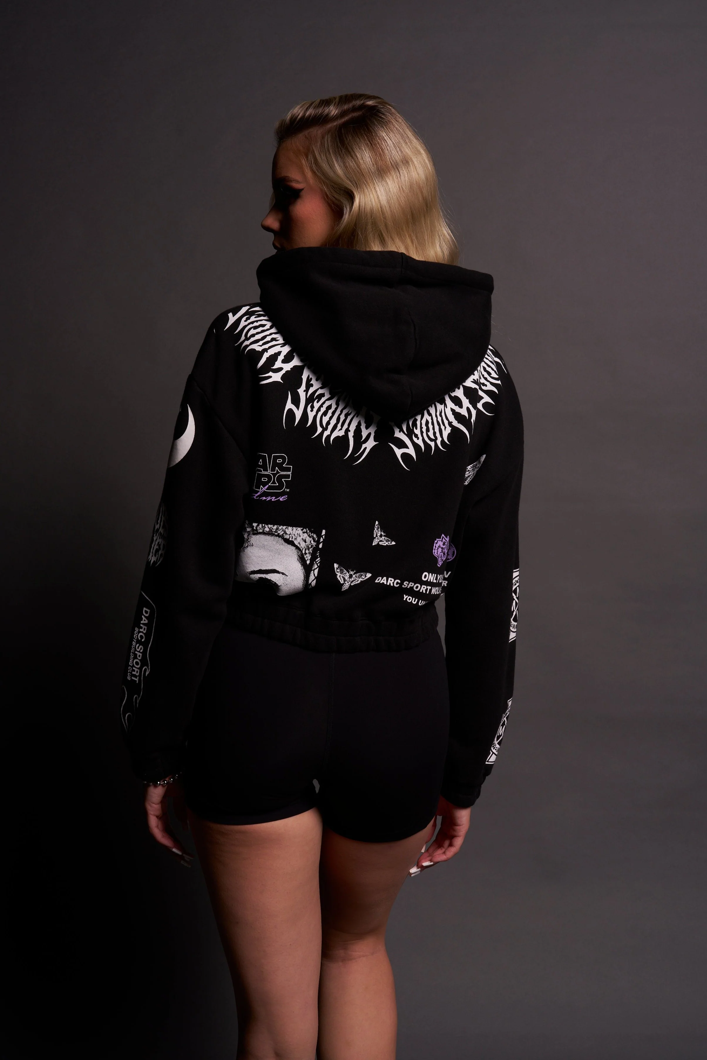 The Power Of The Dark Side Padme "Chambers" (Cropped) Zip Hoodie in Black - Image 2