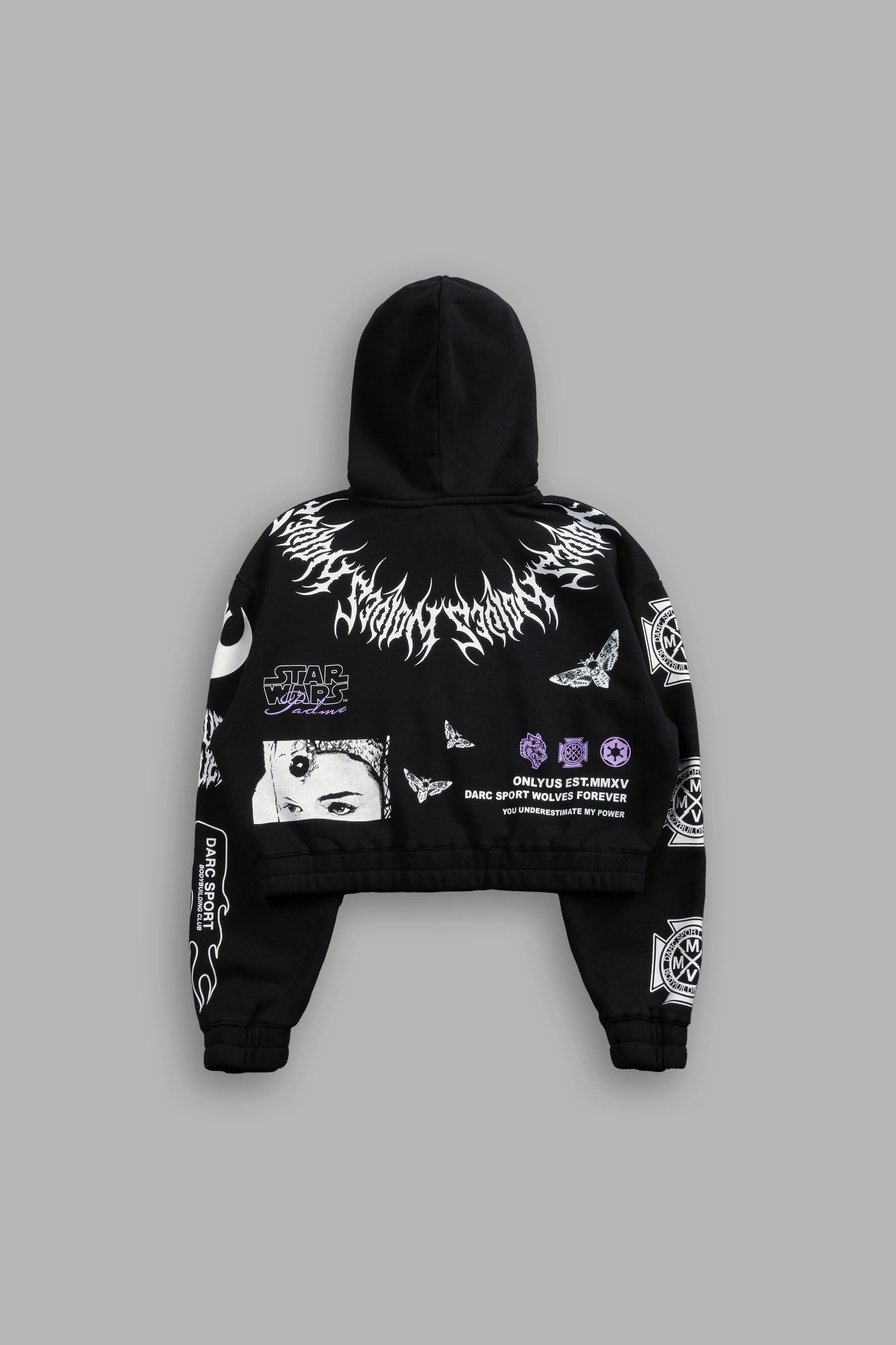 The Power Of The Dark Side Padme "Chambers" (Cropped) Zip Hoodie in Black - Image 4
