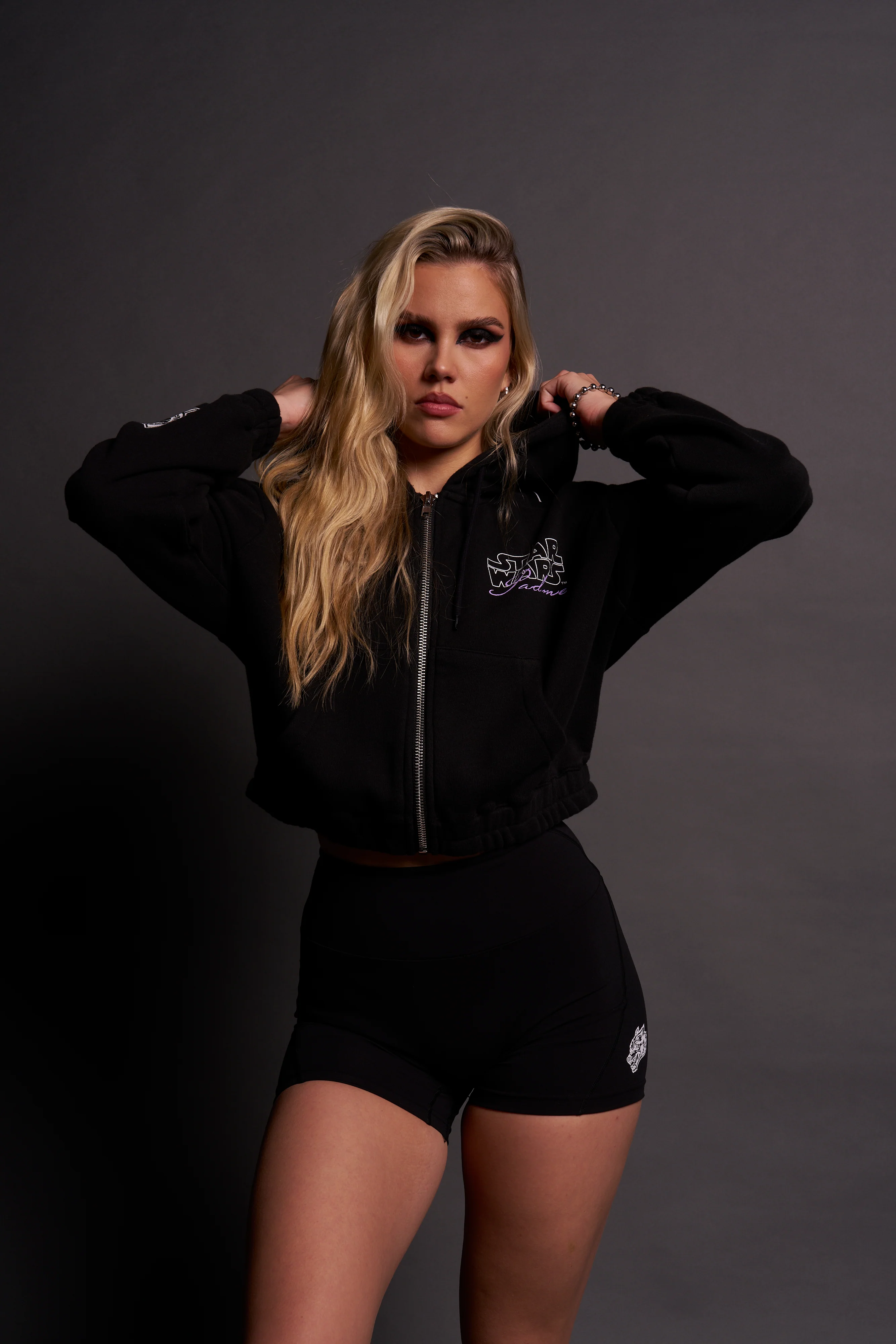 The Power Of The Dark Side Padme "Chambers" (Cropped) Zip Hoodie in Black - Image 5