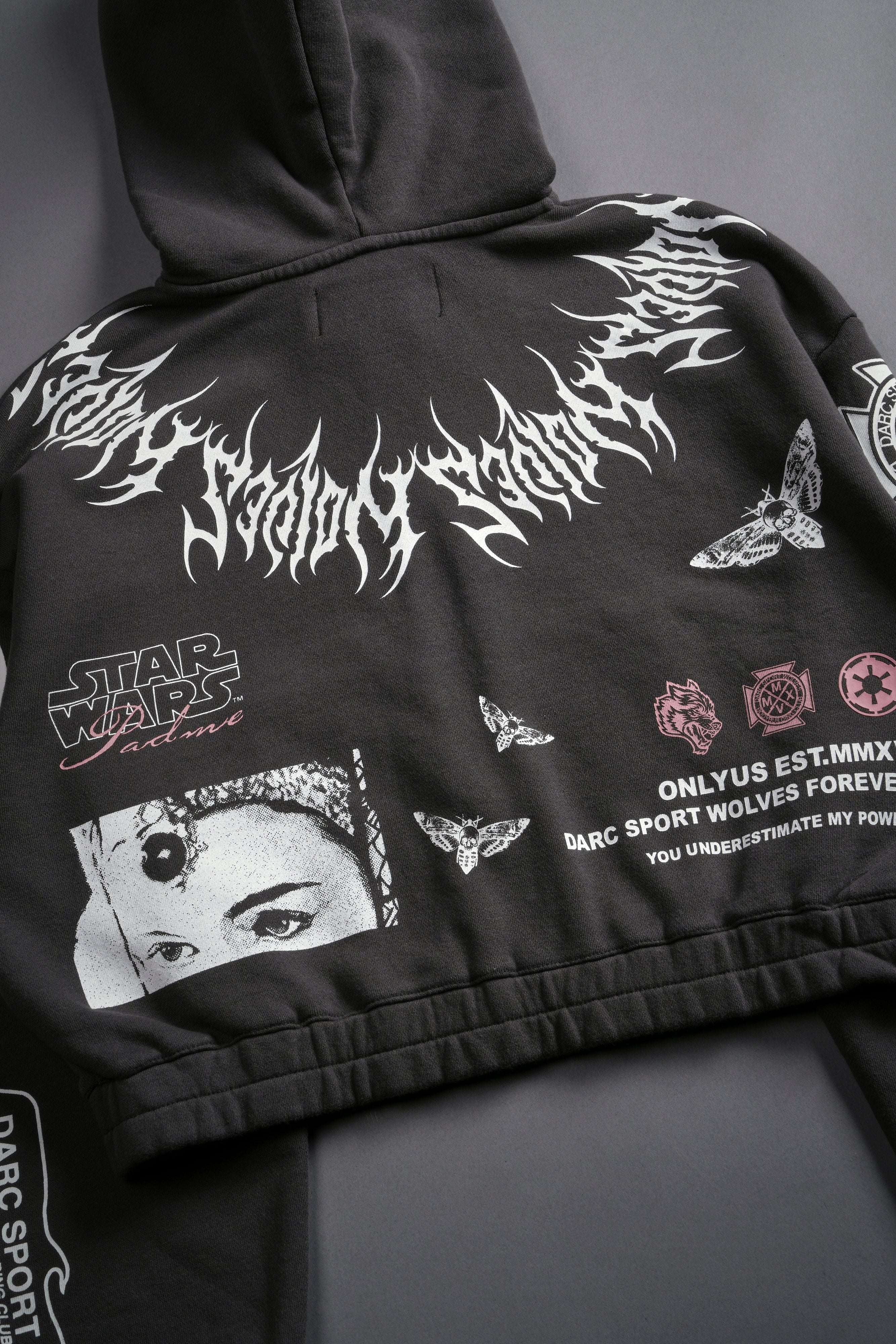 The Power Of The Dark Side Padme "Chambers" (Cropped) Zip Hoodie in Wolf Gray - Image 11