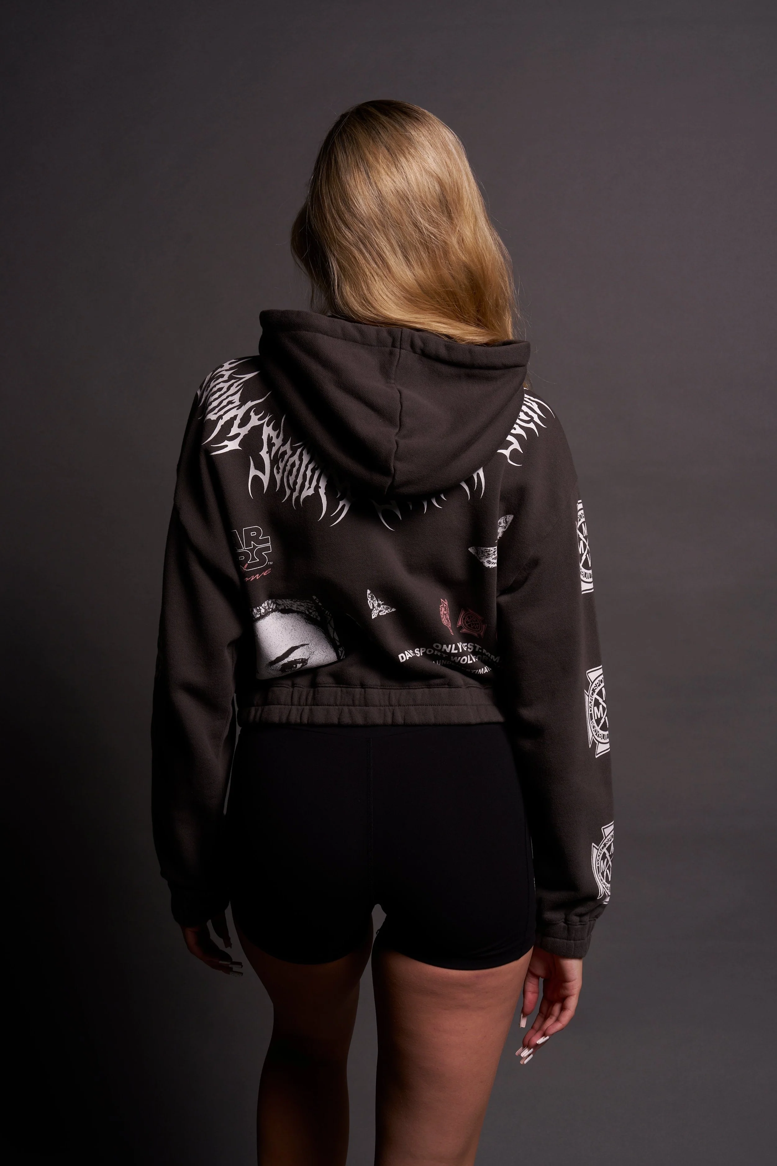 The Power Of The Dark Side Padme "Chambers" (Cropped) Zip Hoodie in Wolf Gray - Image 2