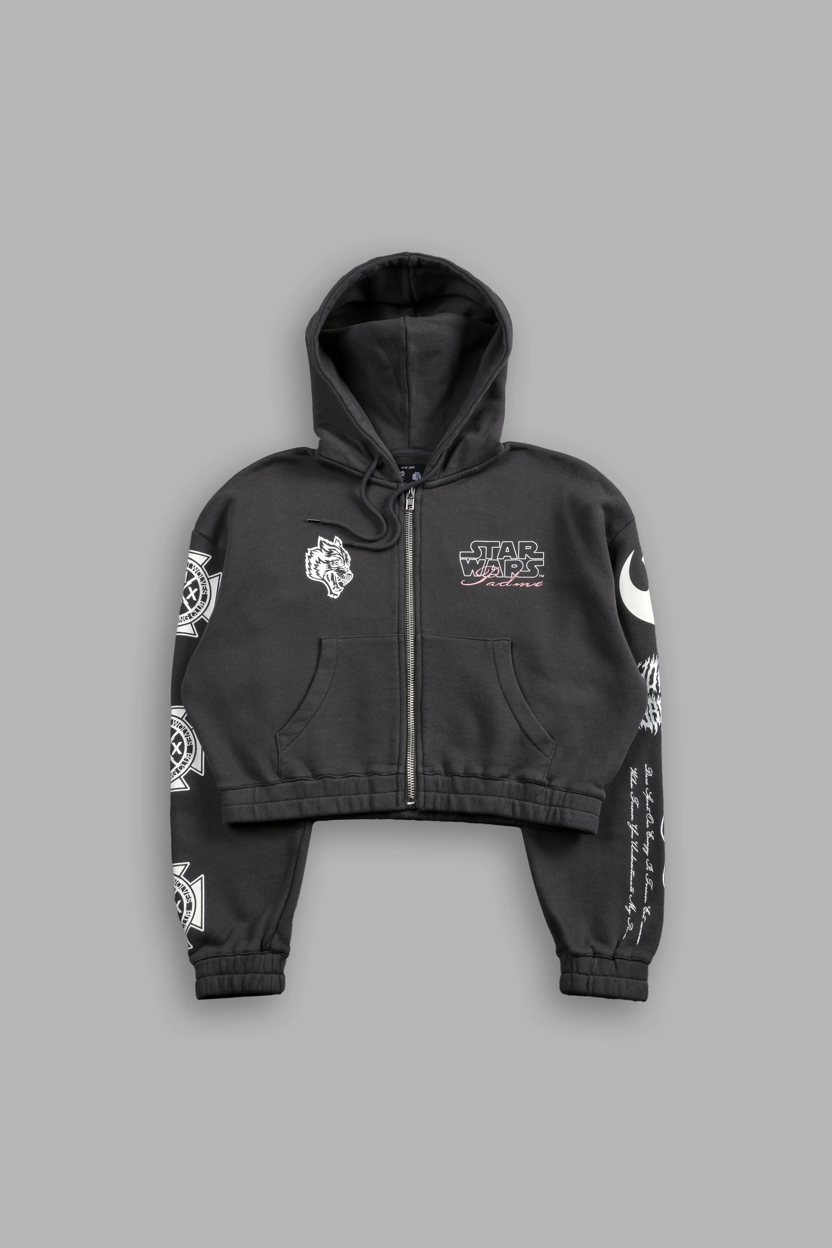 The Power Of The Dark Side Padme "Chambers" (Cropped) Zip Hoodie in Wolf Gray - Image 3