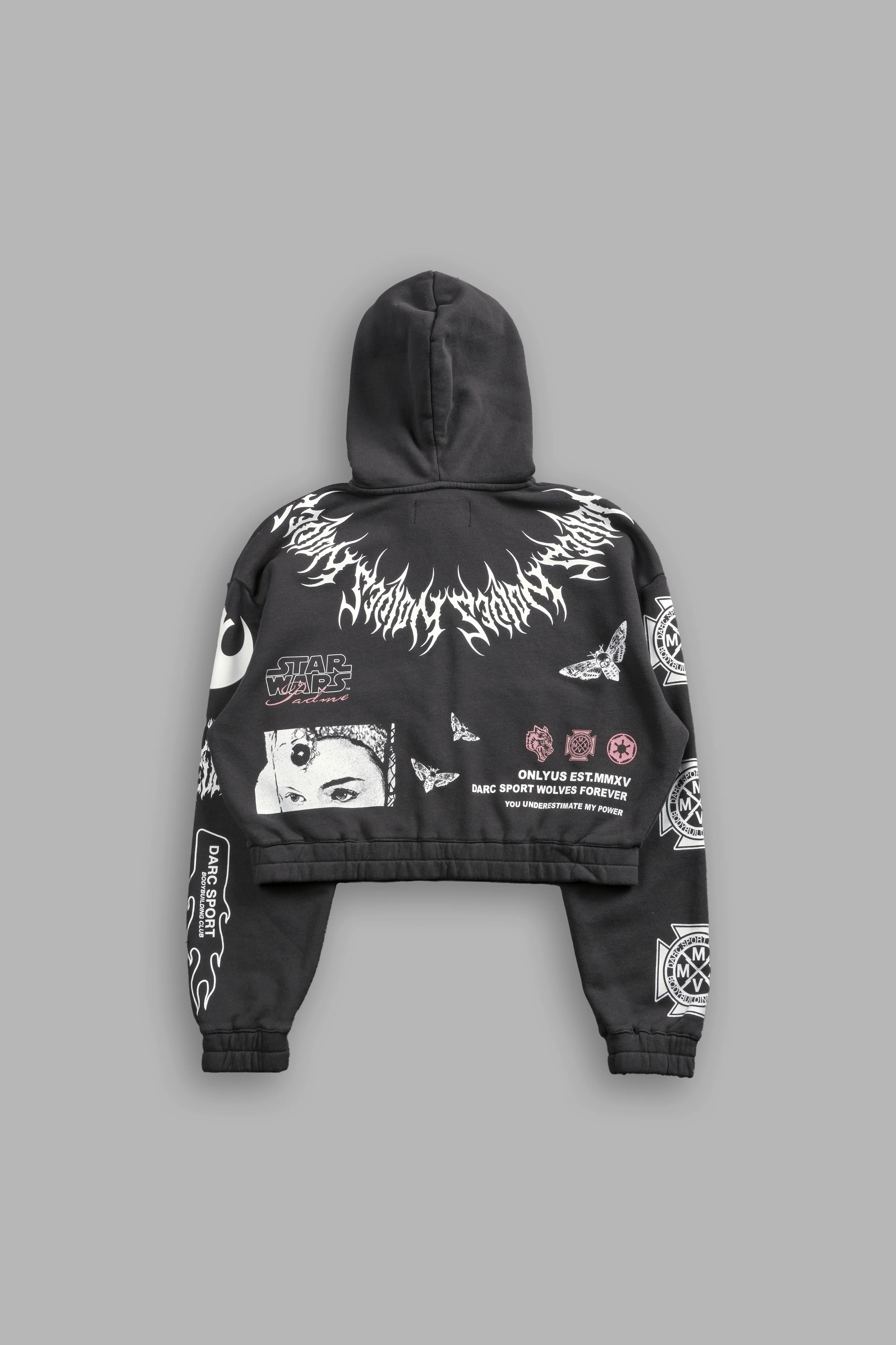 The Power Of The Dark Side Padme "Chambers" (Cropped) Zip Hoodie in Wolf Gray - Image 4