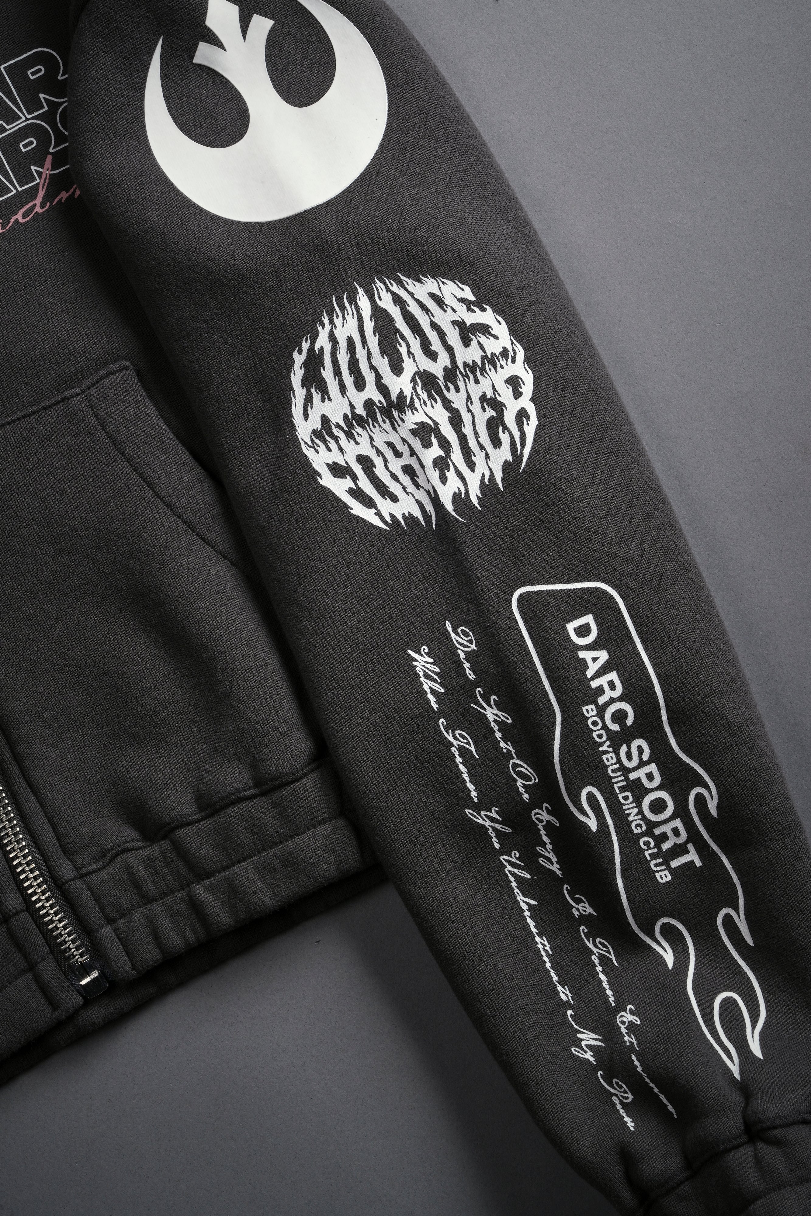 The Power Of The Dark Side Padme "Chambers" (Cropped) Zip Hoodie in Wolf Gray - Image 7
