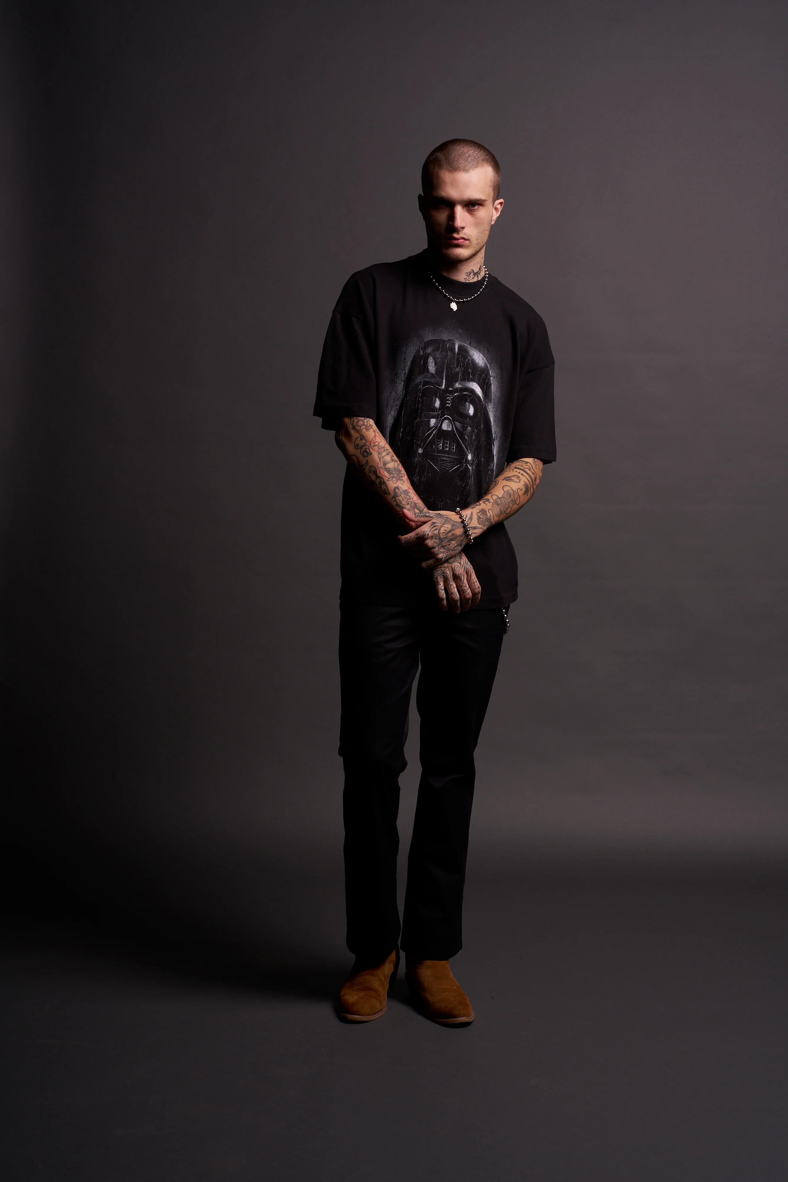 The Power Of The Dark Side Vader "Premium" Oversized Tee in Black - Image 4