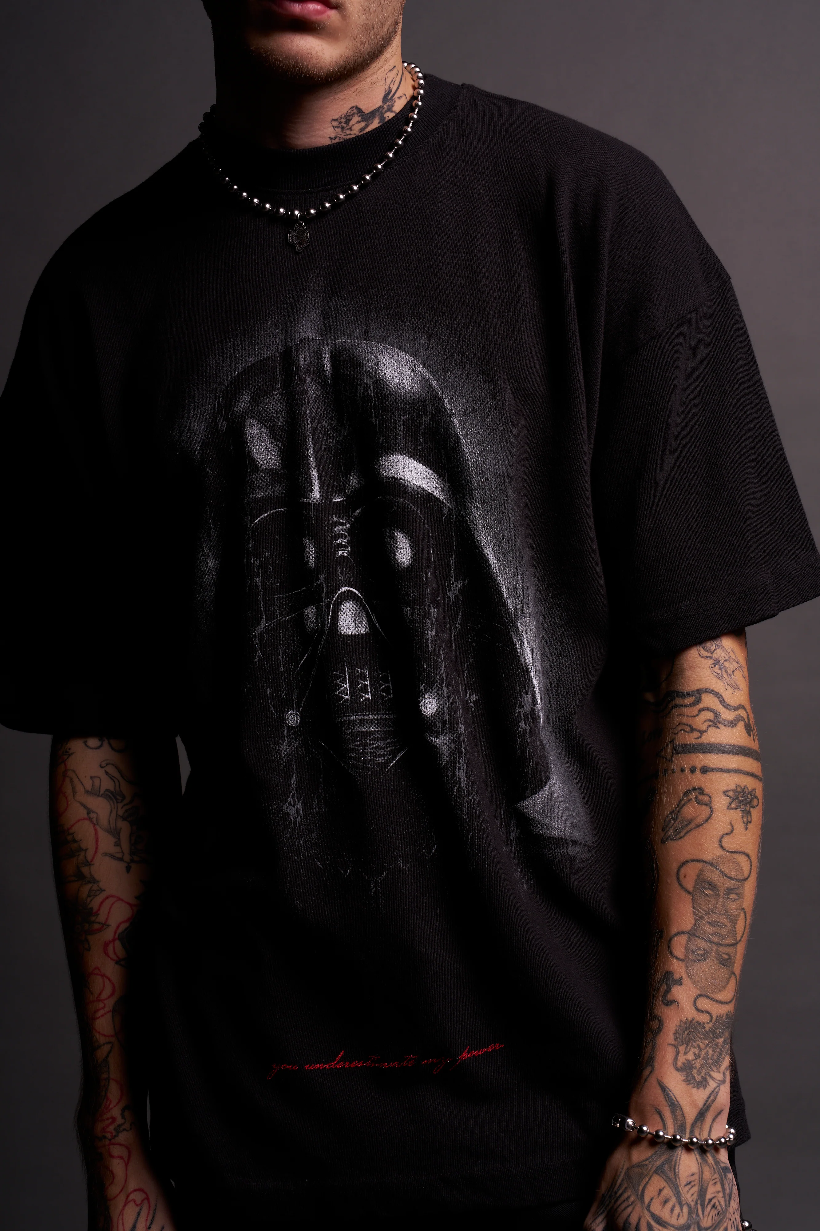 The Power Of The Dark Side Vader "Premium" Oversized Tee in Black - Image 7