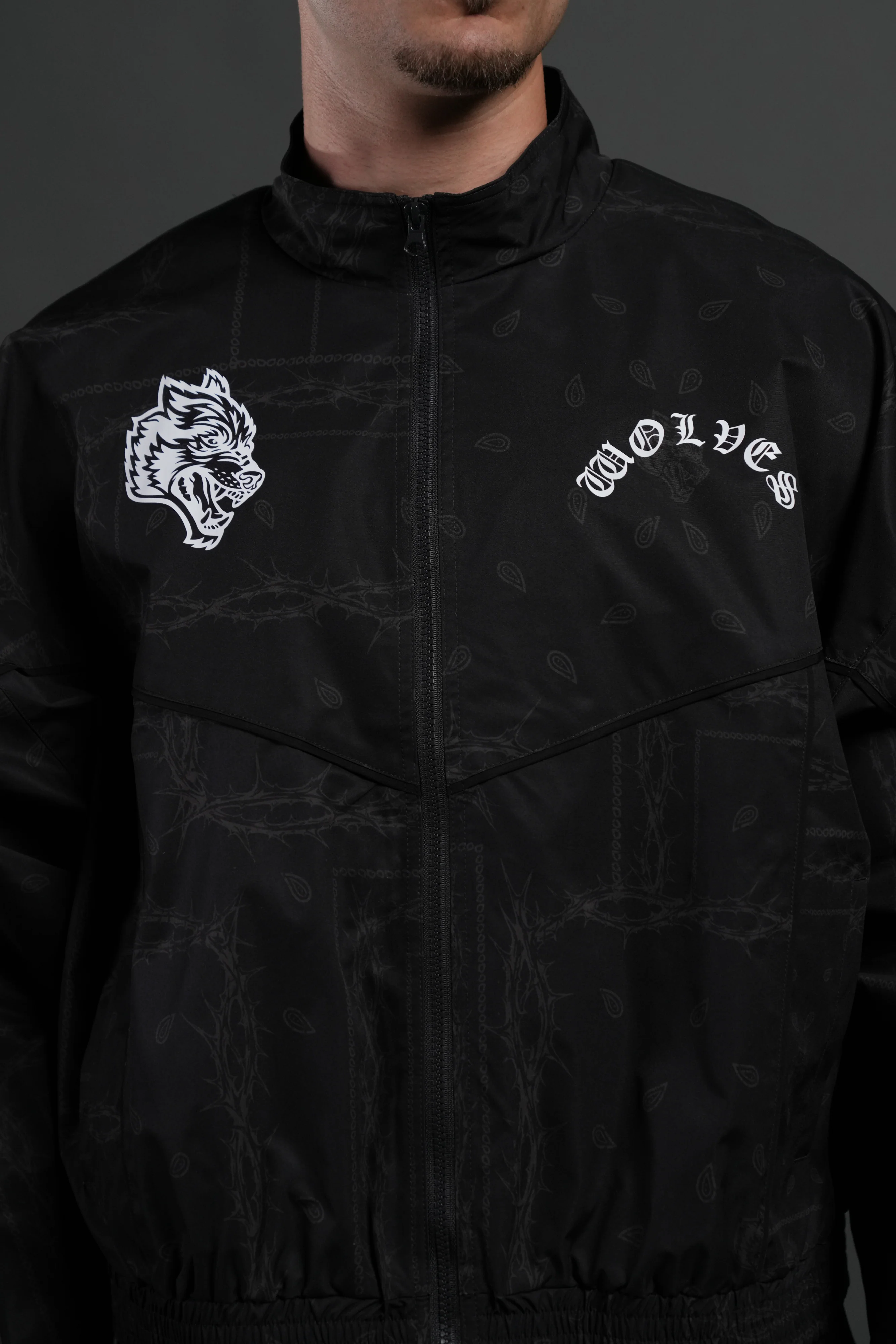 Thorned Paisley Quinn Track Jacket in Black Thorn Paisley - Image 10