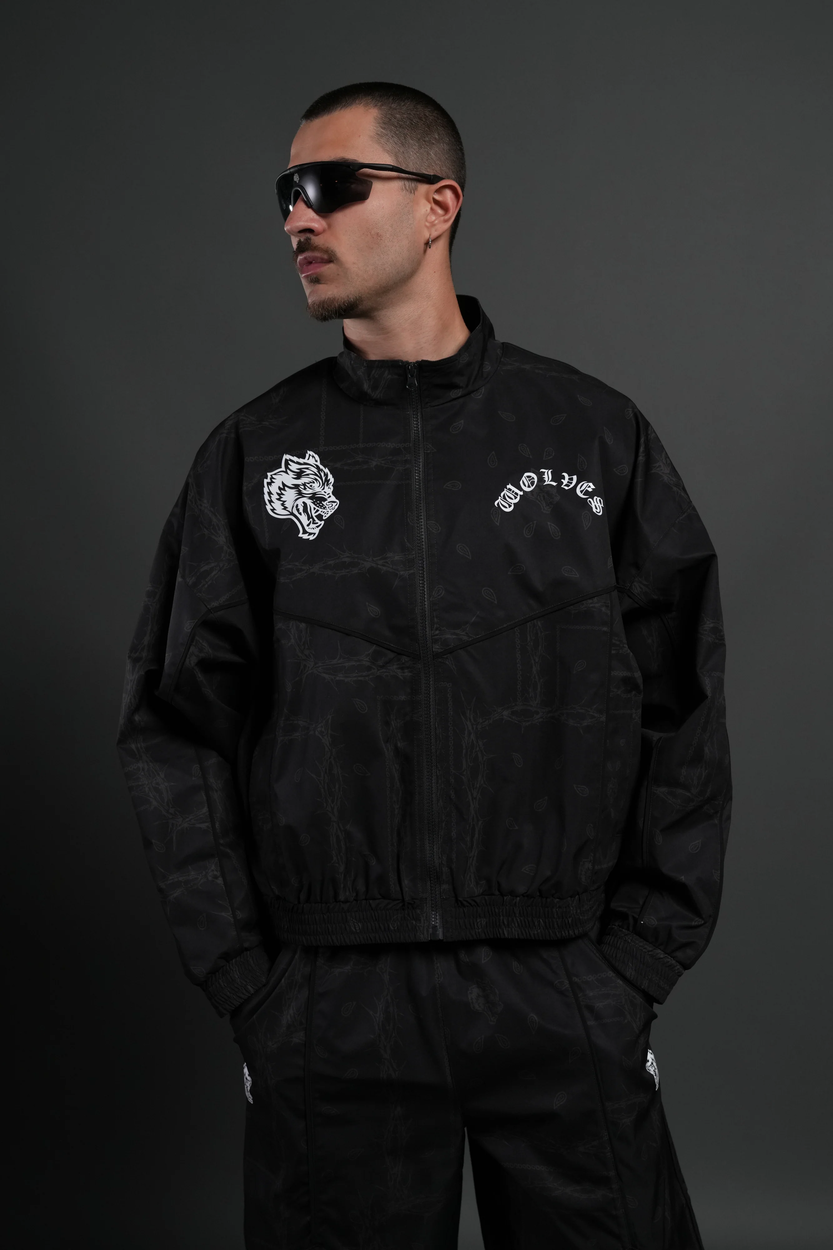 Thorned Paisley Quinn Track Jacket in Black Thorn Paisley - Image 4