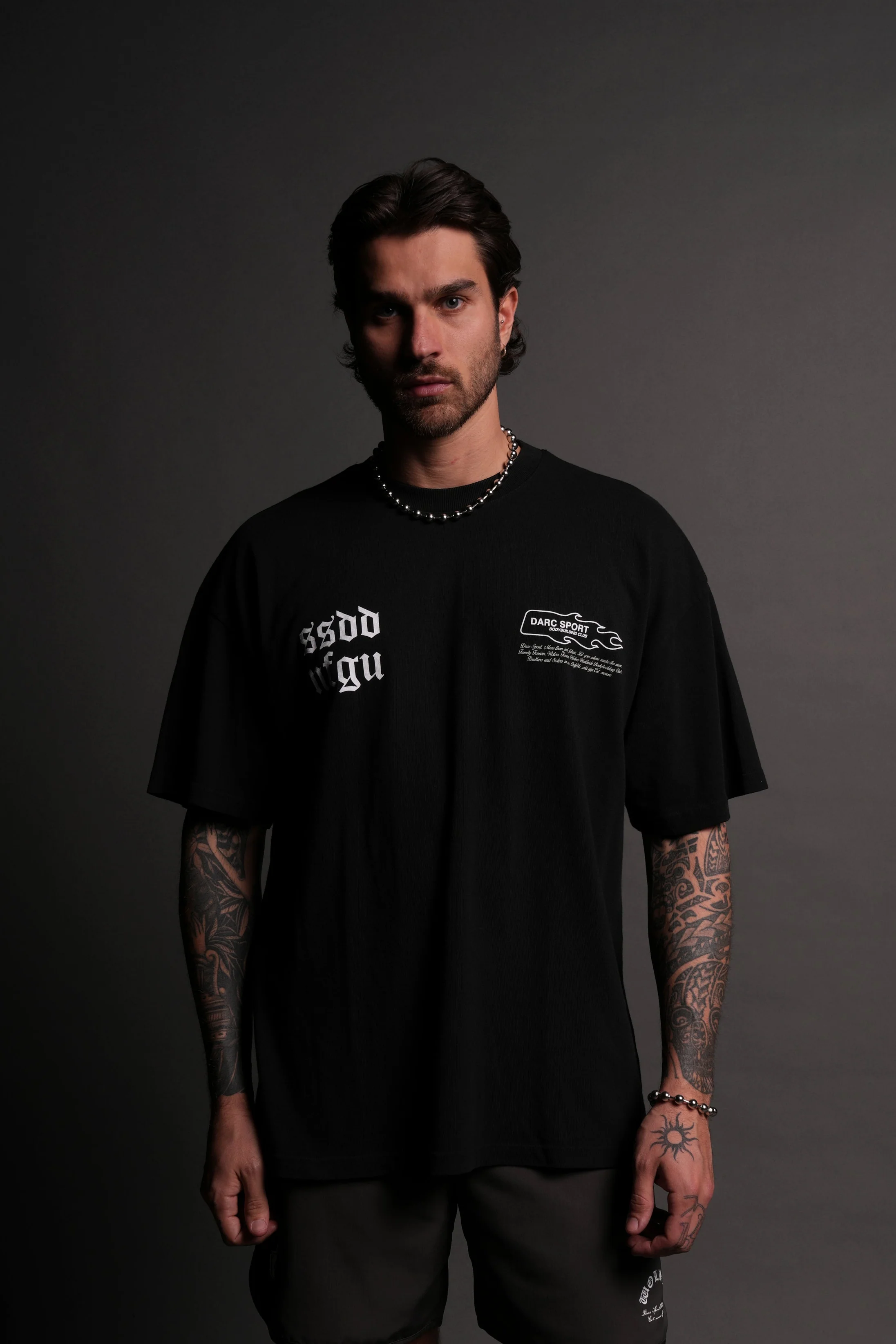 Three Wolves "Premium" Oversized Tee in Black - Image 2