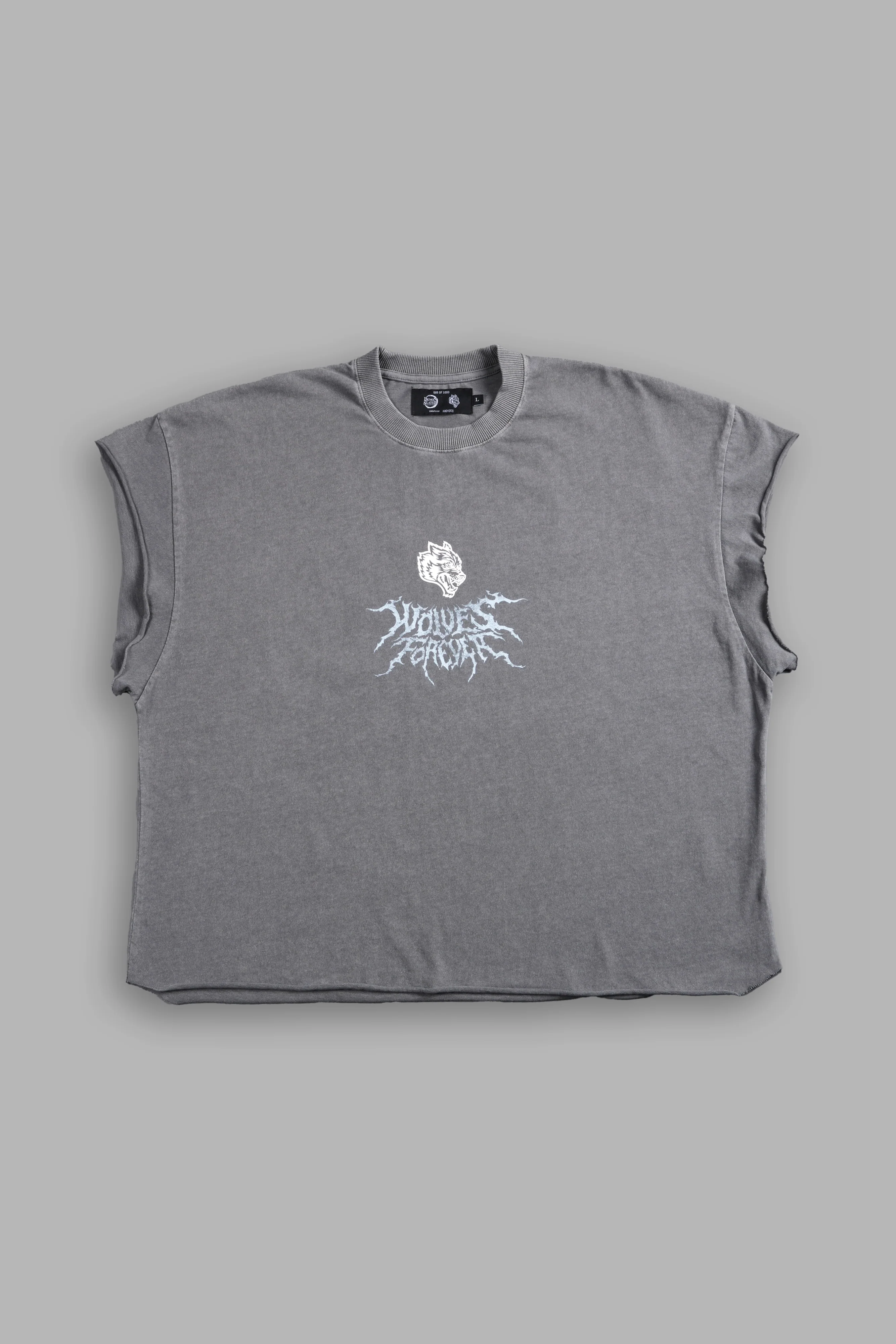 Through His Eyes Grunge Cut-Off Tee in Dove Gray - Image 2