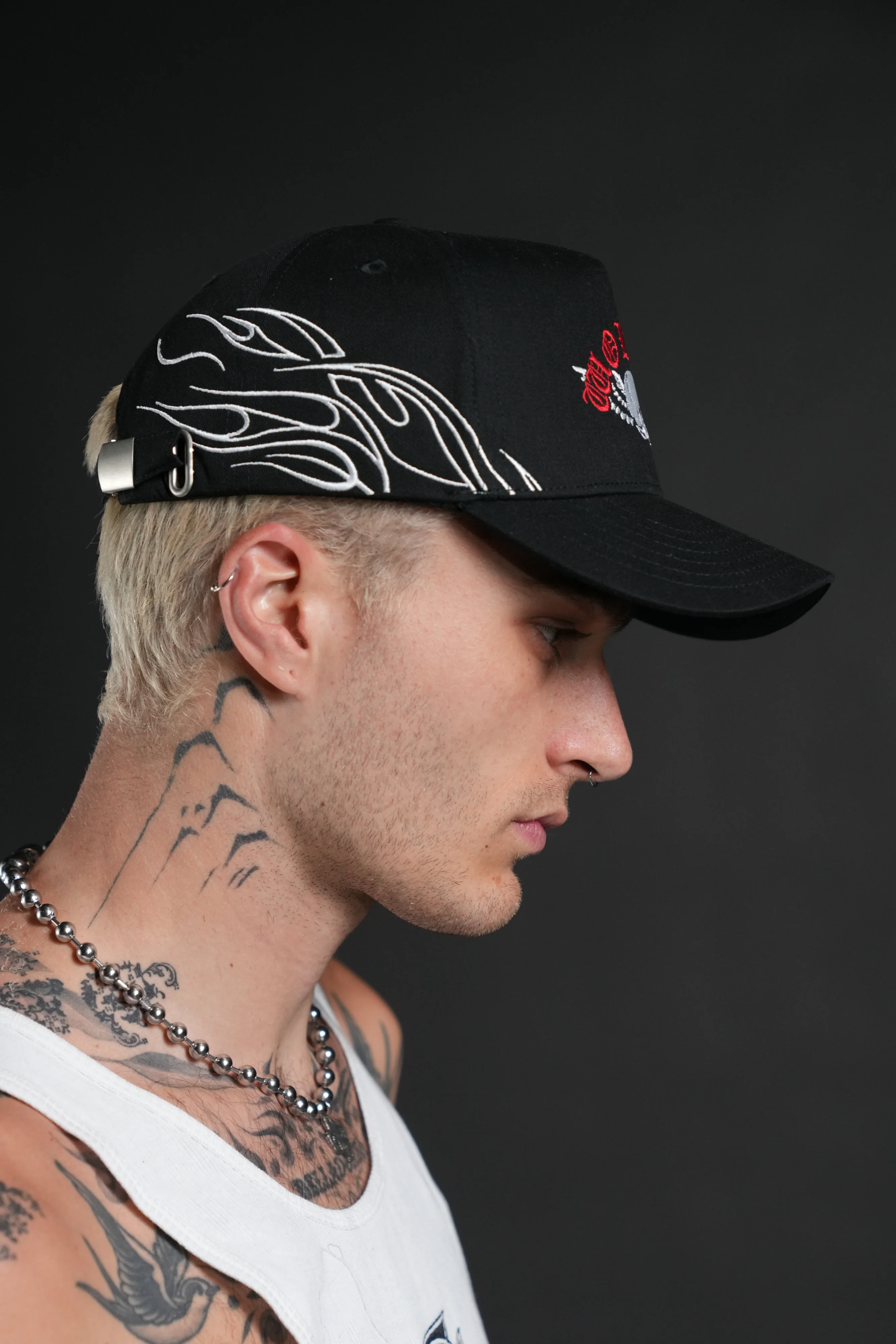 Twin Flame 5 Panel Hat in Black - Image 6