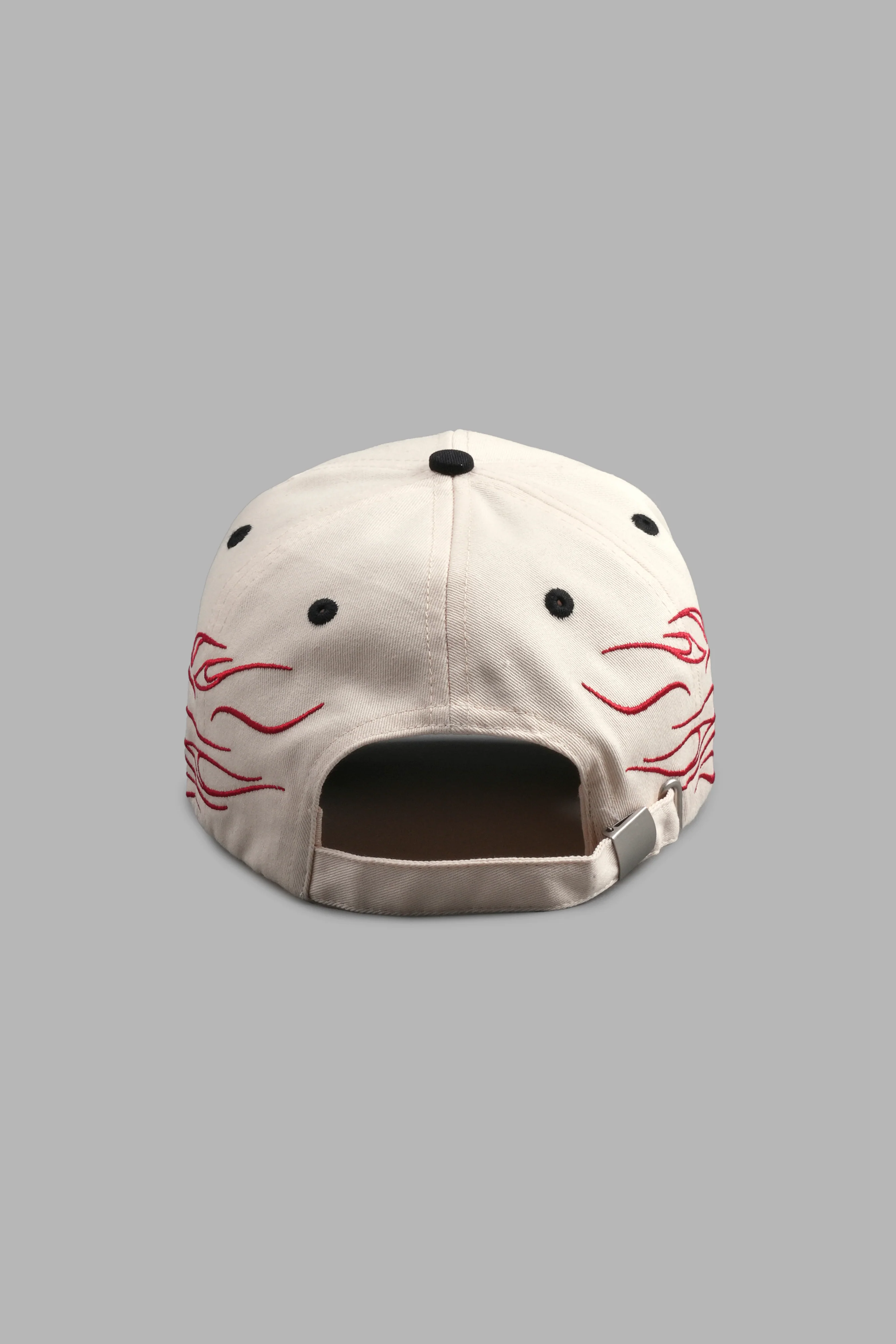 Twin Flame 5 Panel Hat in Cream/Black - Image 3