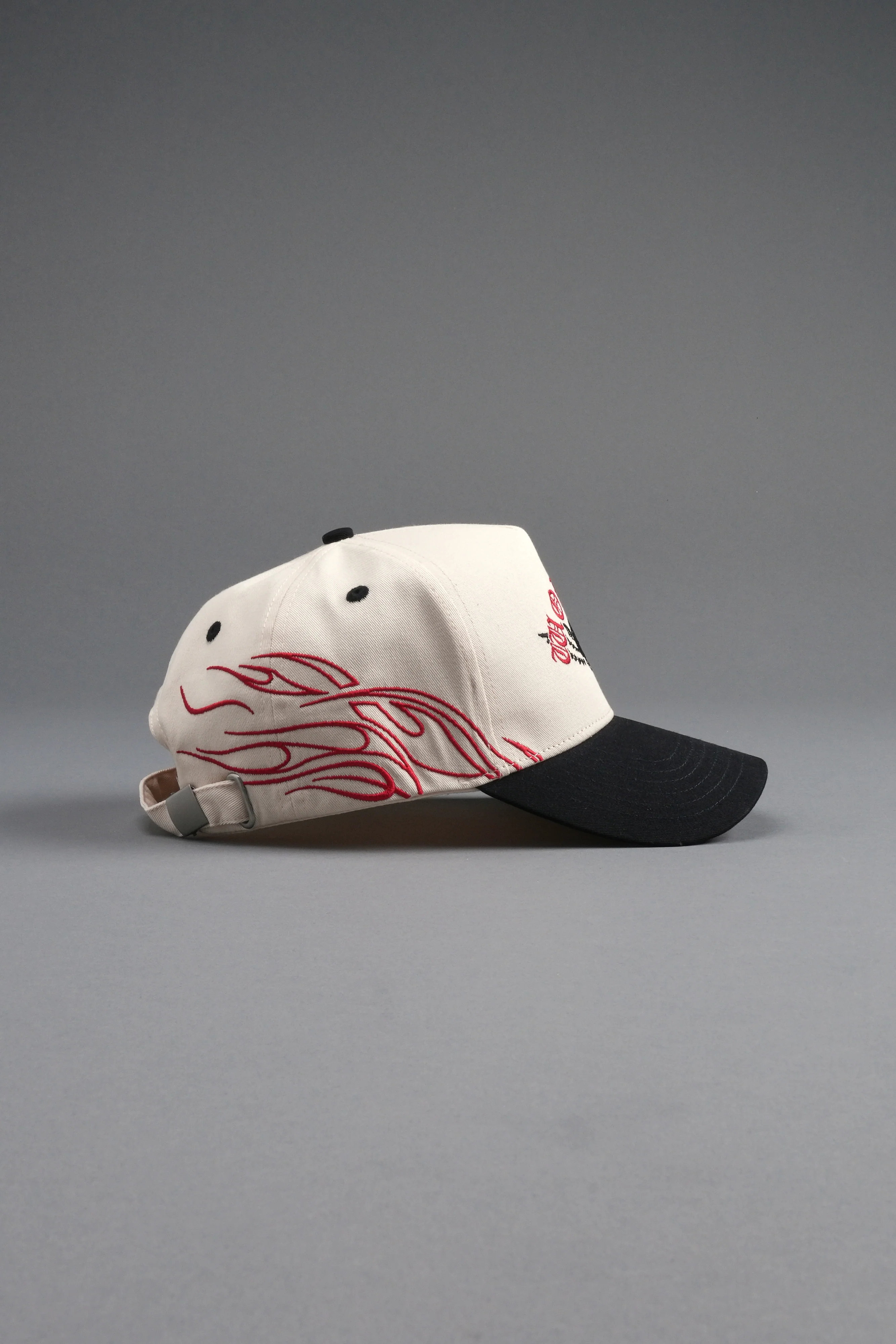 Twin Flame 5 Panel Hat in Cream/Black - Image 6