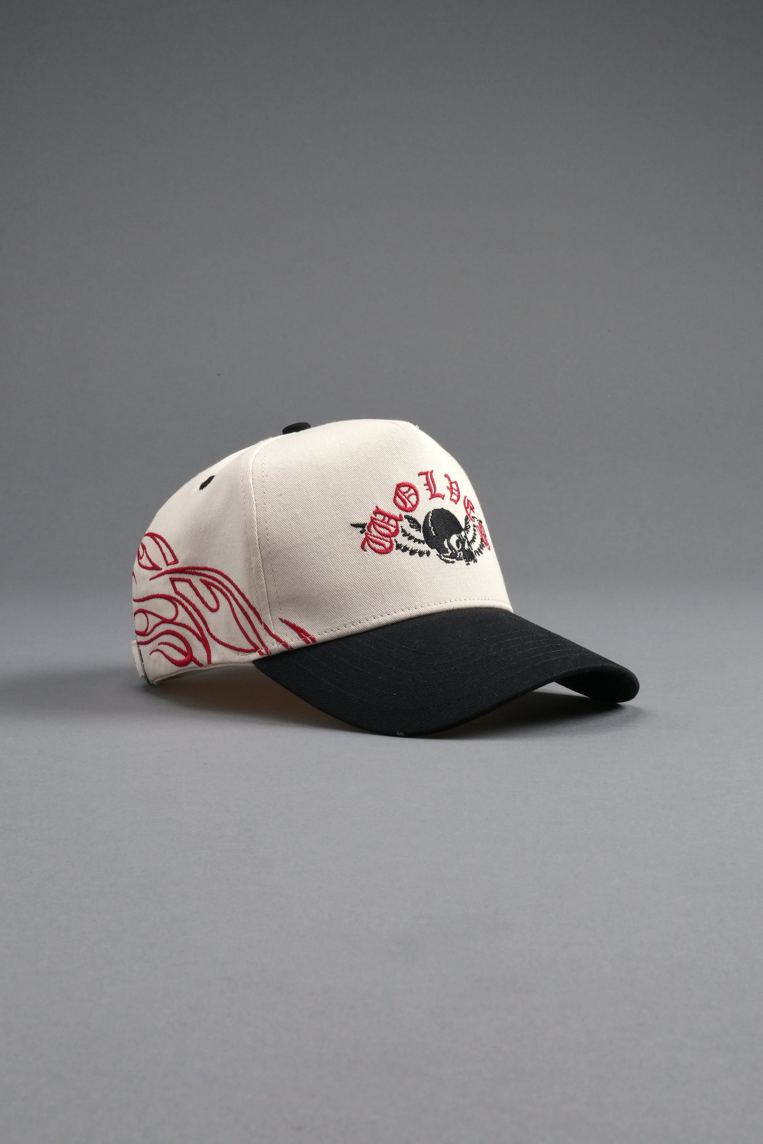 Twin Flame 5 Panel Hat in Cream/Black - Image 7