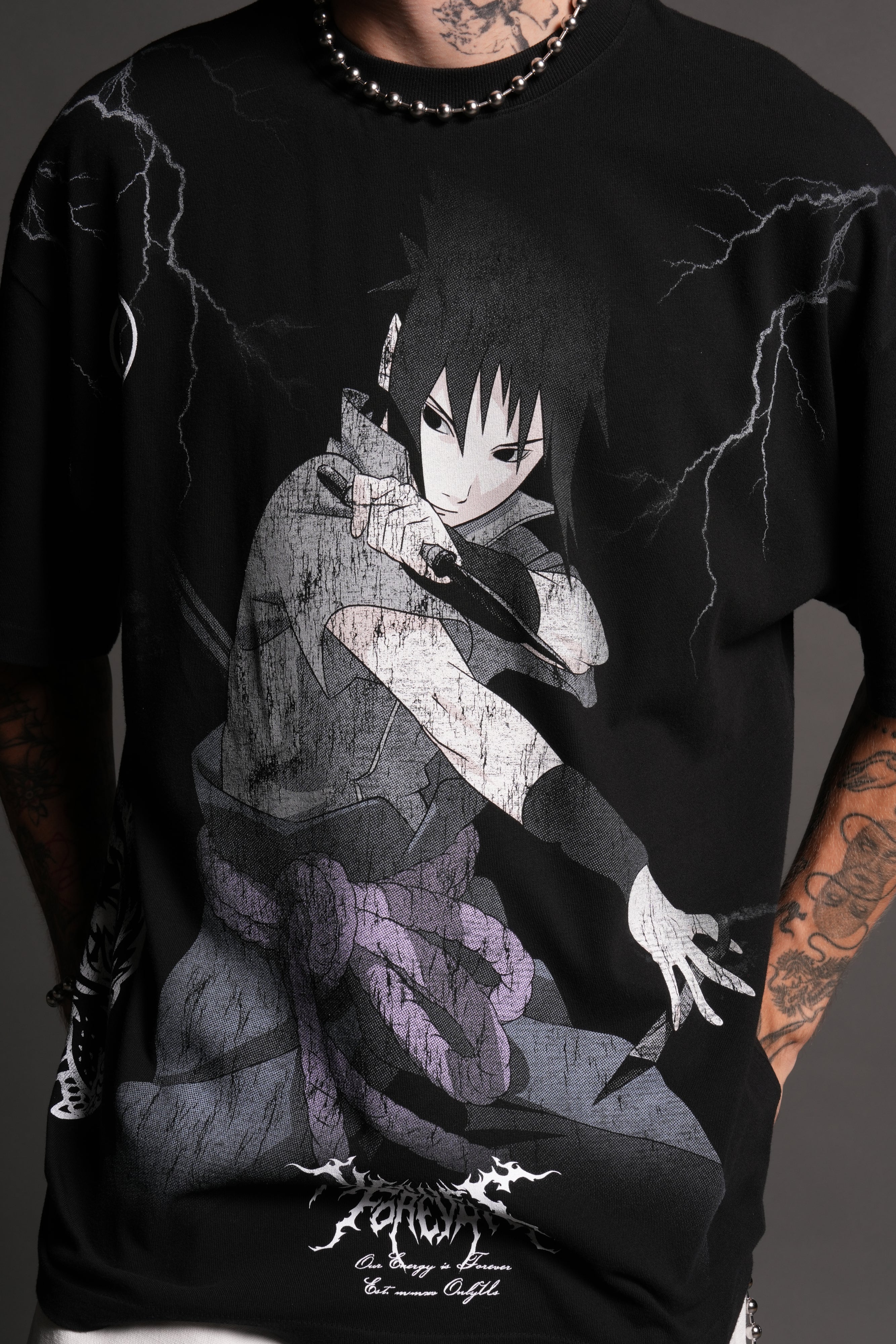 Uchiha Sasuke "Side-By-Side" Series Premium Tee in Black - Image 7