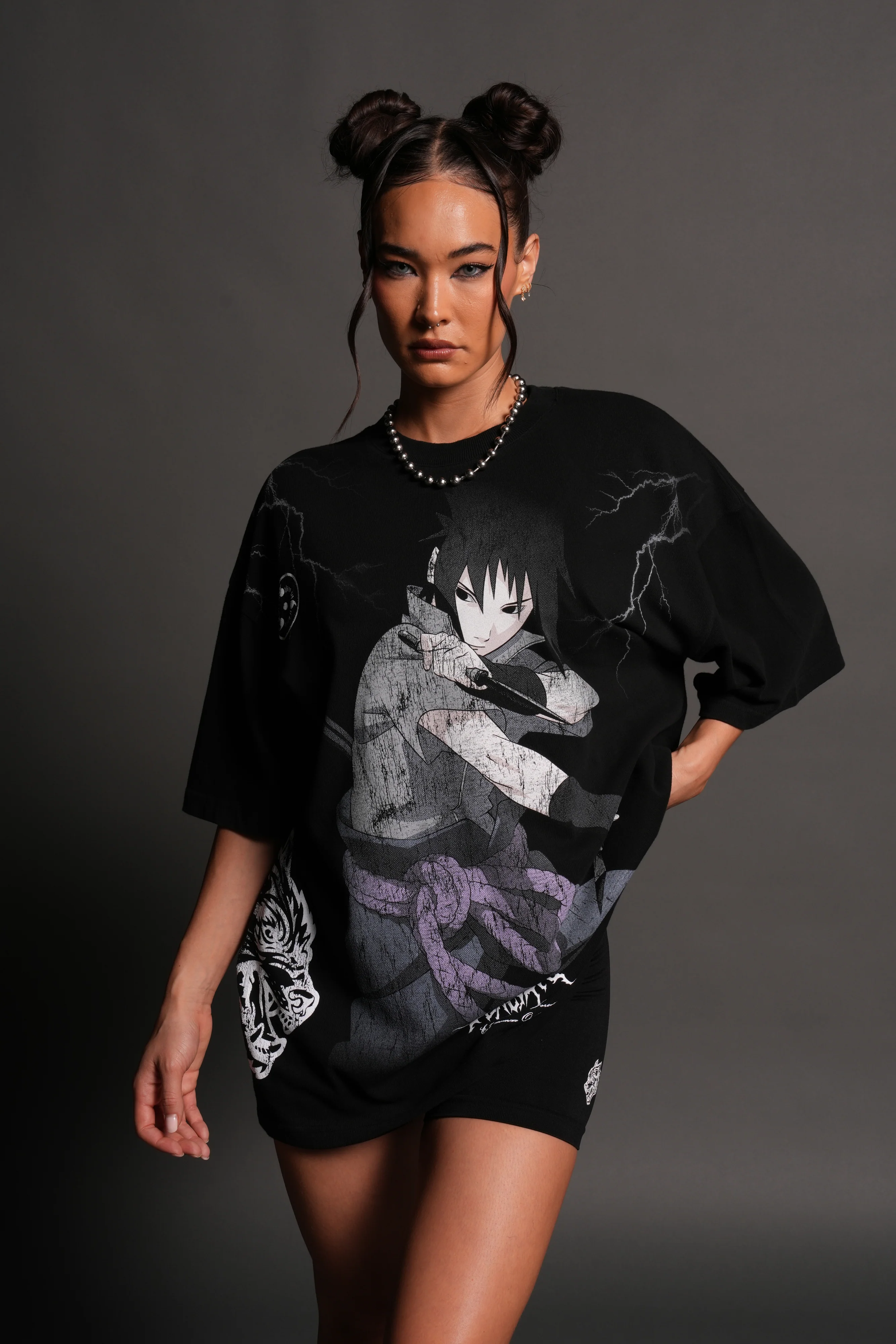 Uchiha Sasuke "Side-By-Side" Series Premium Tee in Black - Image 9