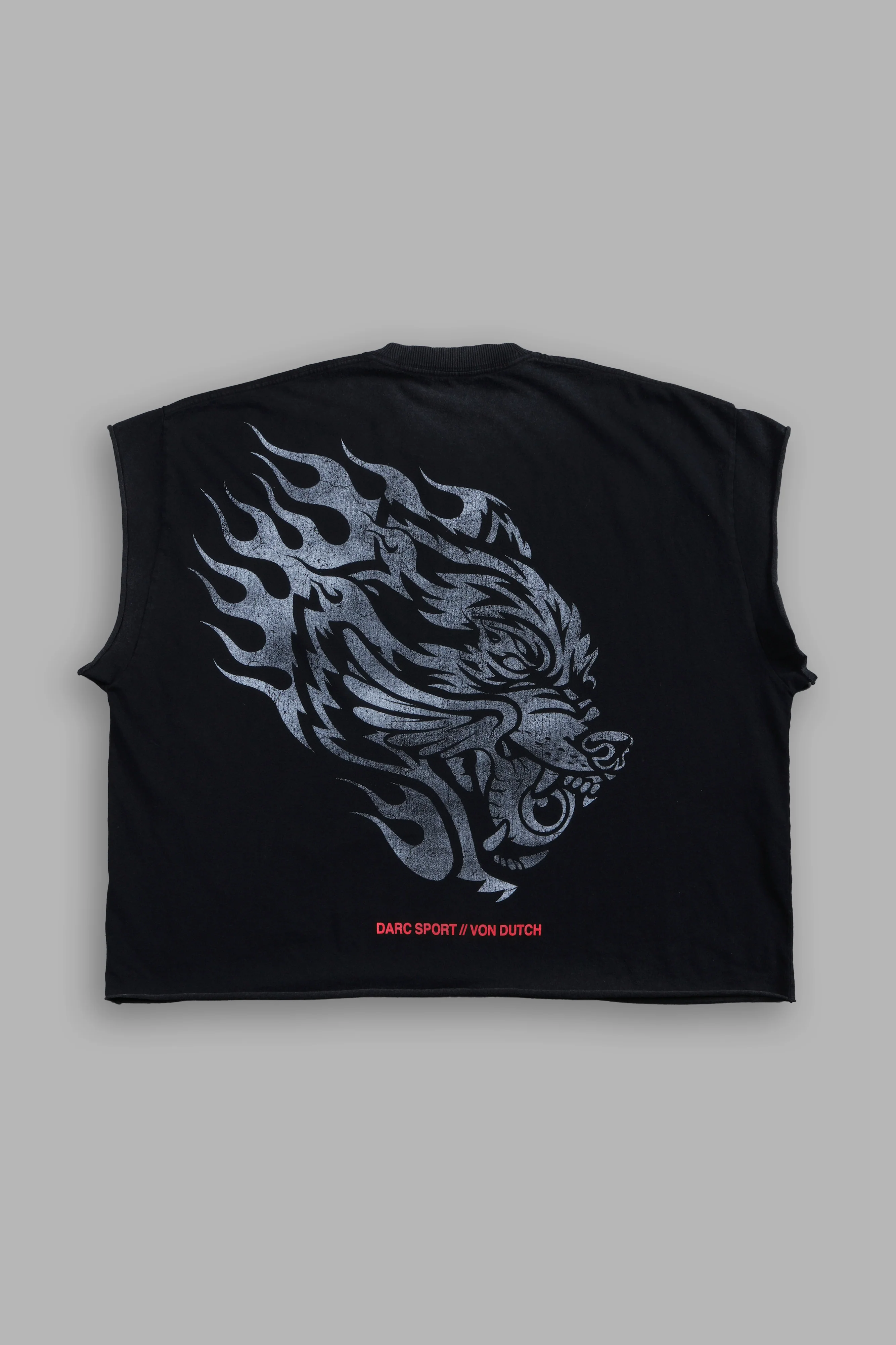 Von Darc Grunge Cut-Off Mid-Length Raw Hem Tee in Black