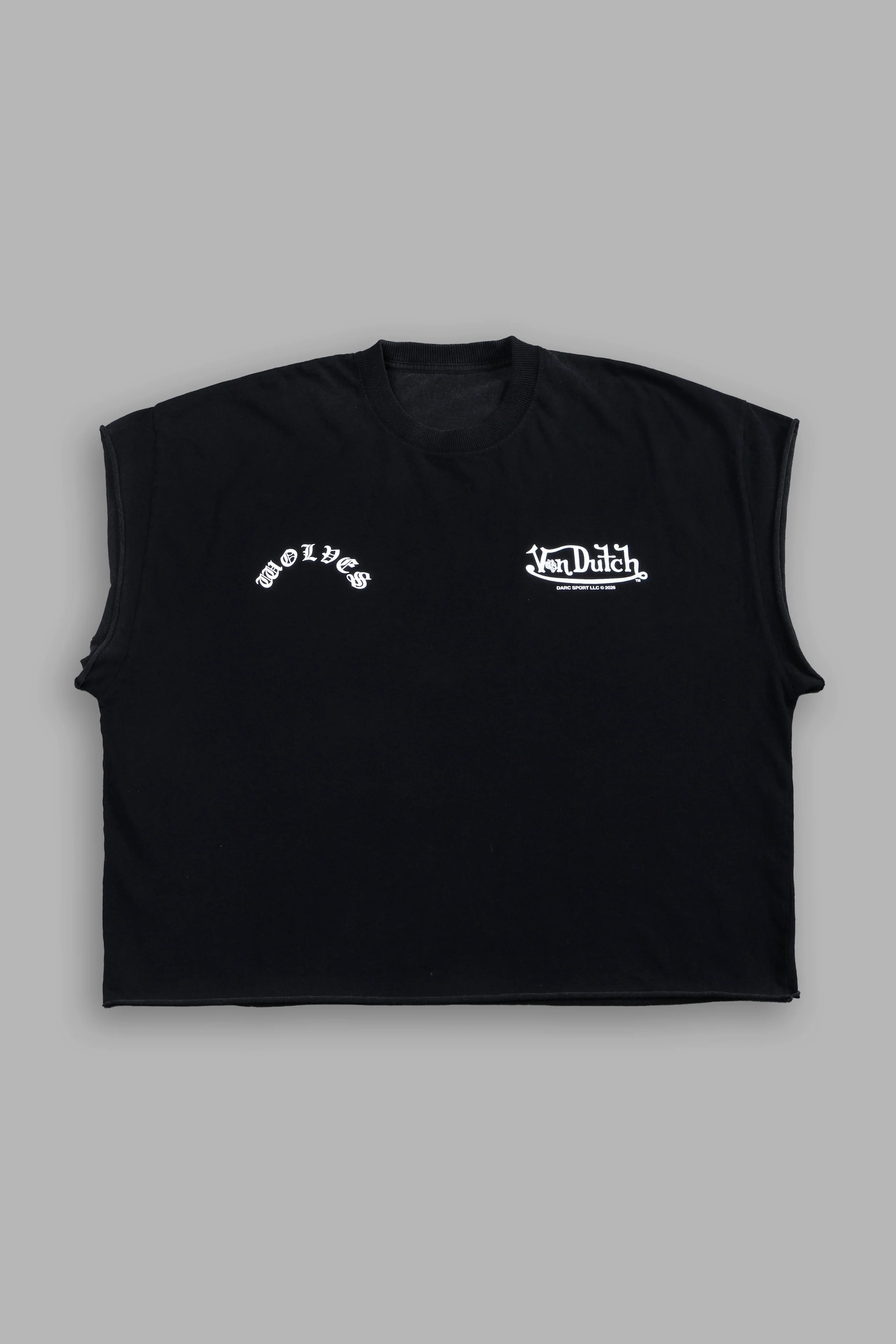 Von Darc Grunge Cut-Off Mid-Length Raw Hem Tee in Black - Image 3
