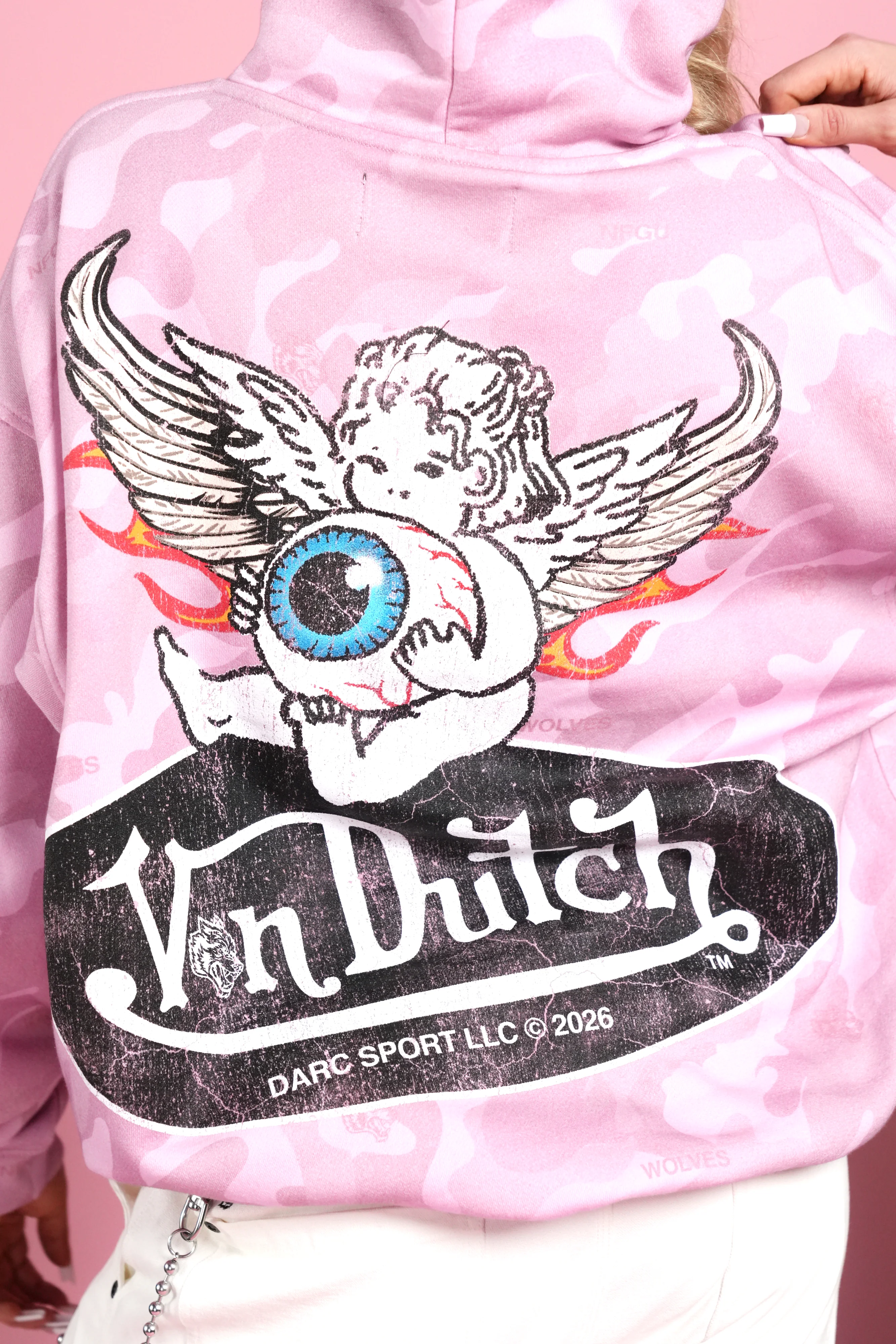 Von Wild Pierce Hoodie in Dsvd Bubblegum Camo - Image 8