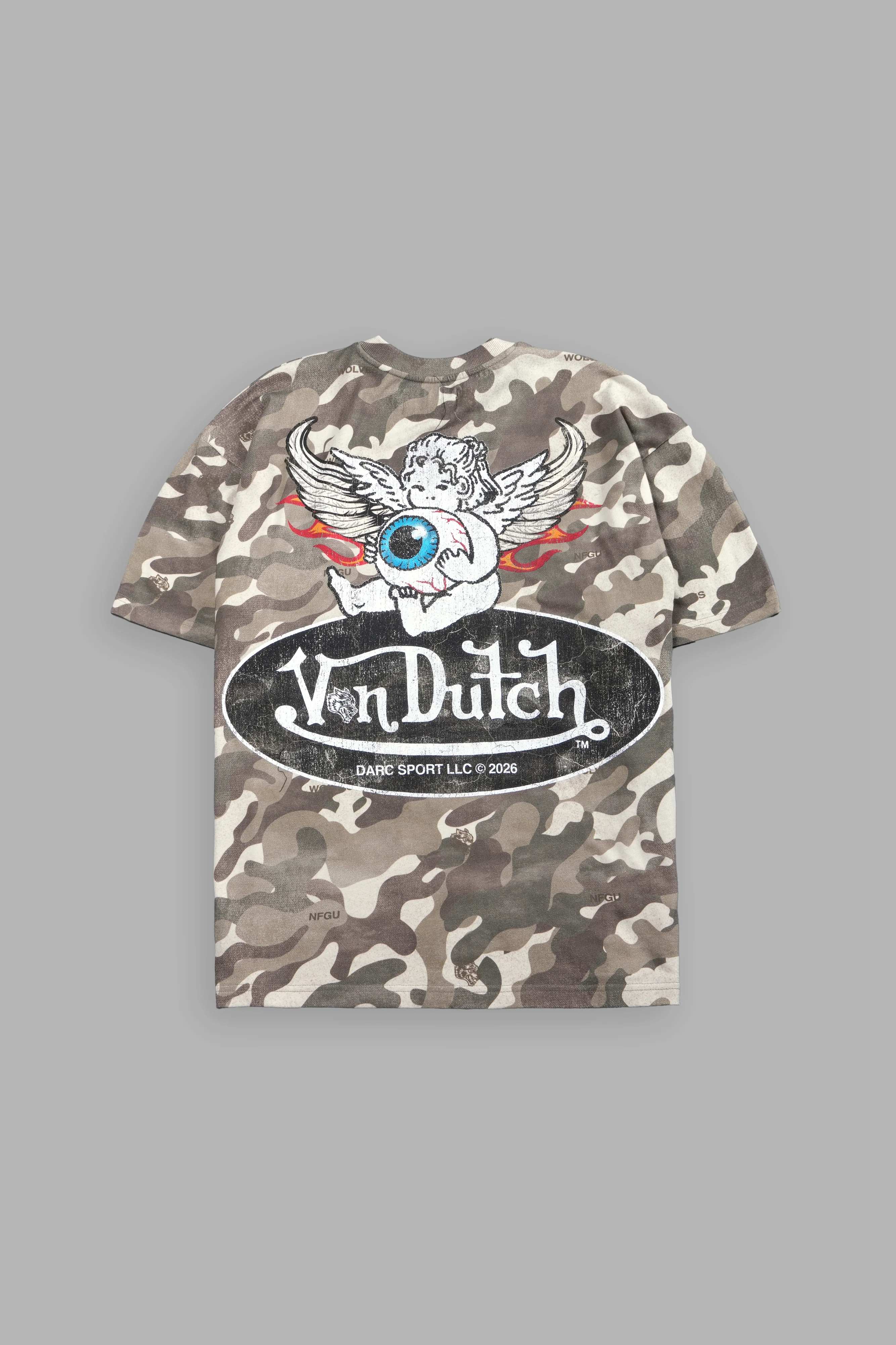Von Wild V2 Premium Oversized Tee in Dsvd Green Camo