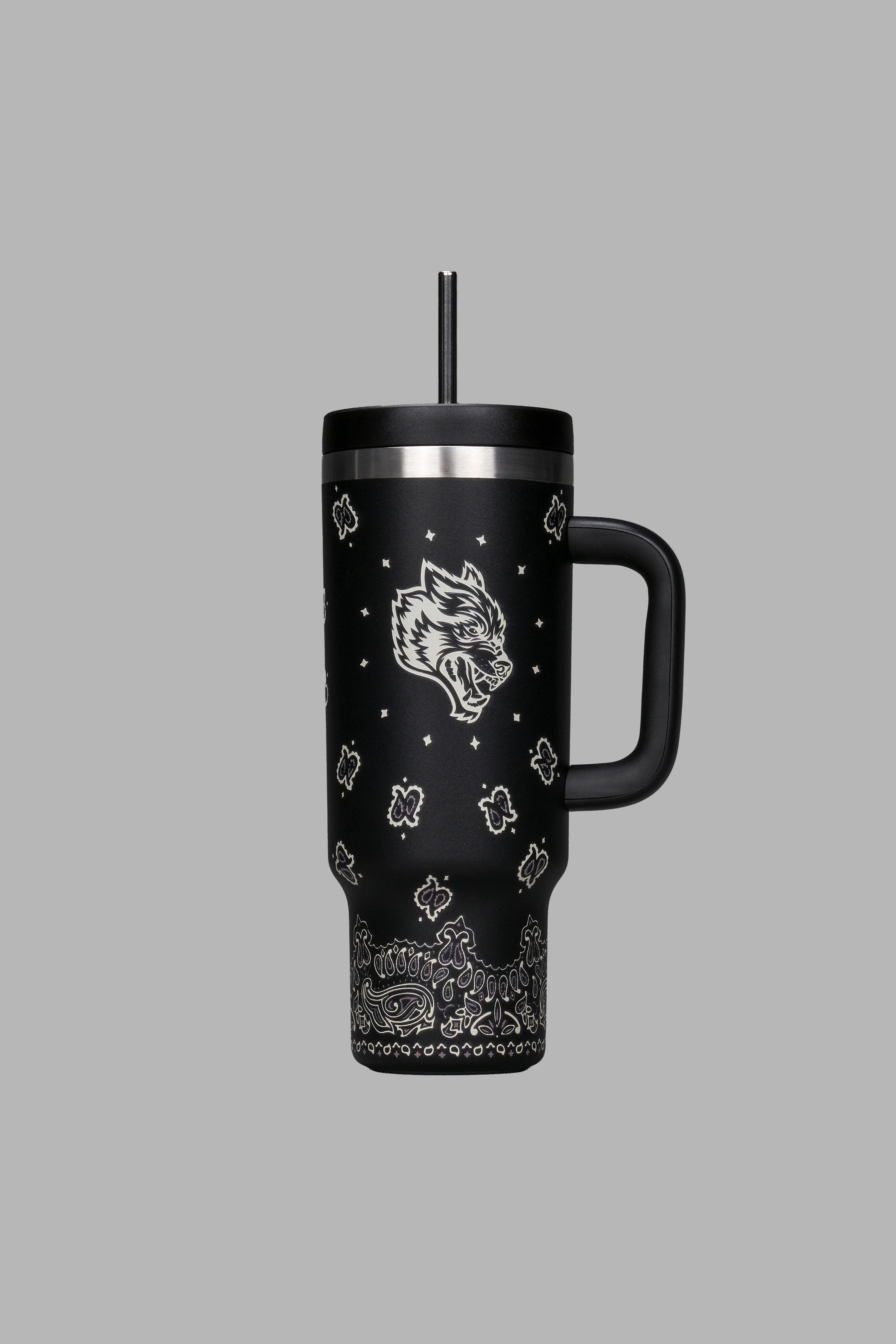 Western Wolf Travel Tumbler in Black - Image 3