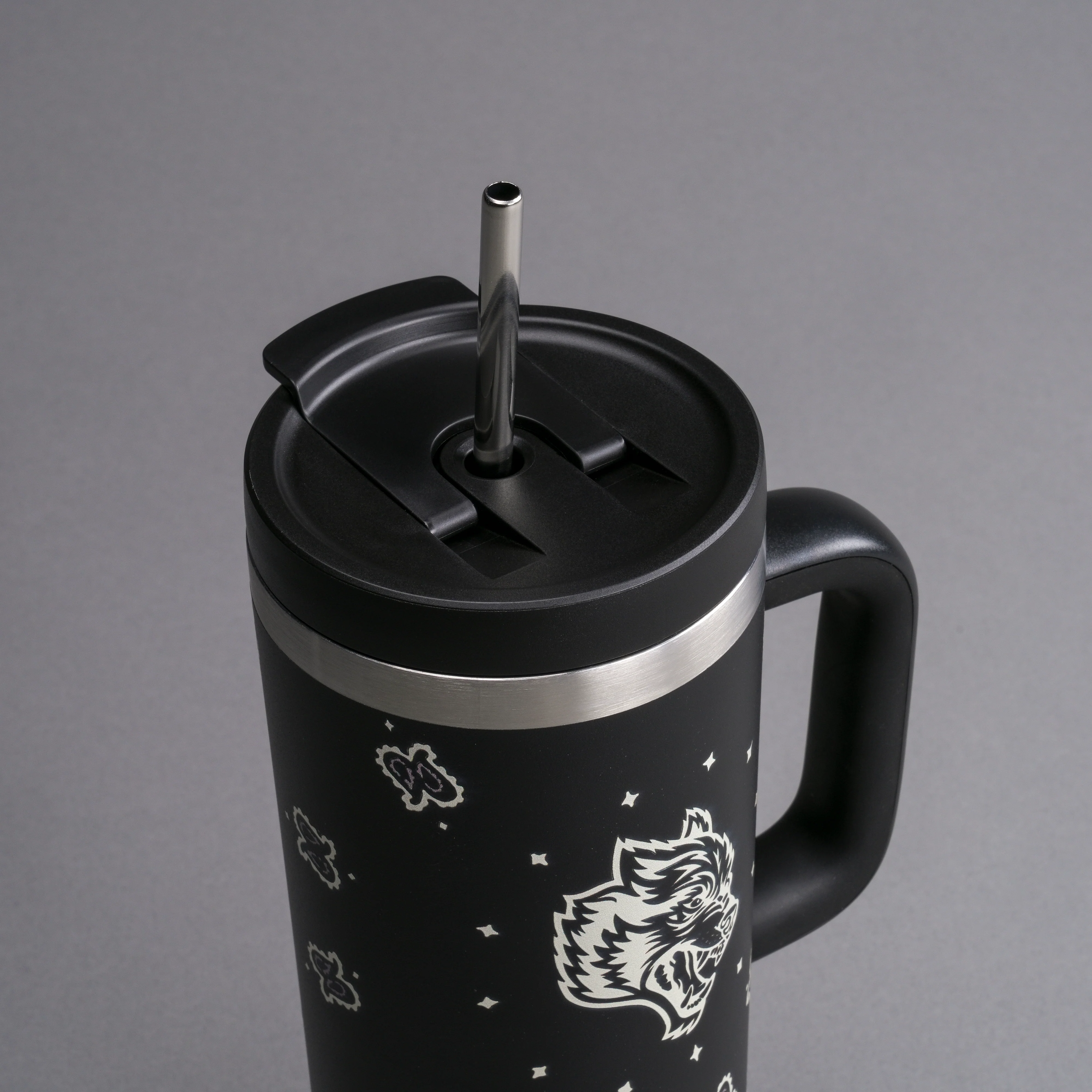 Western Wolf Travel Tumbler in Black - Image 4