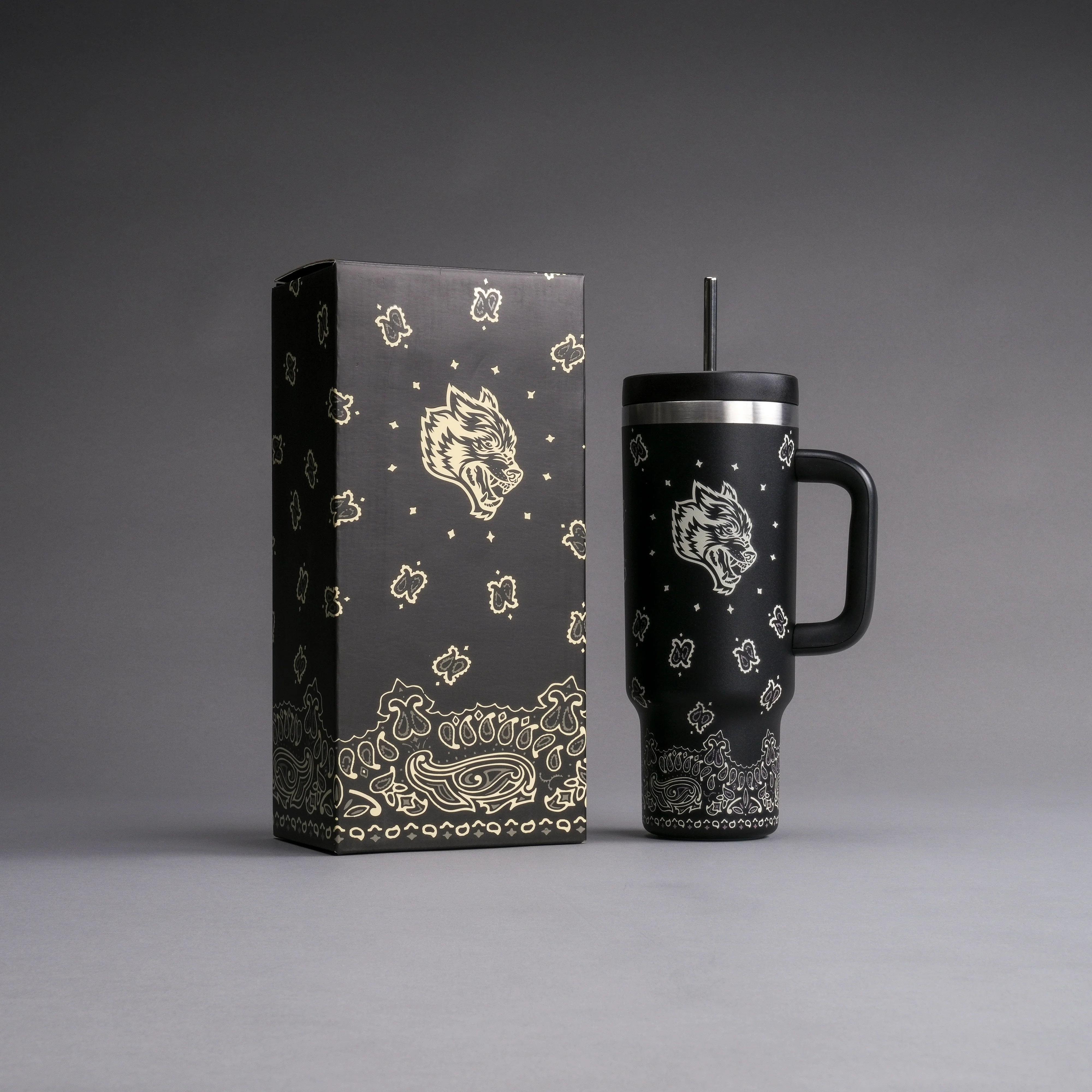 Western Wolf Travel Tumbler in Black - Image 5