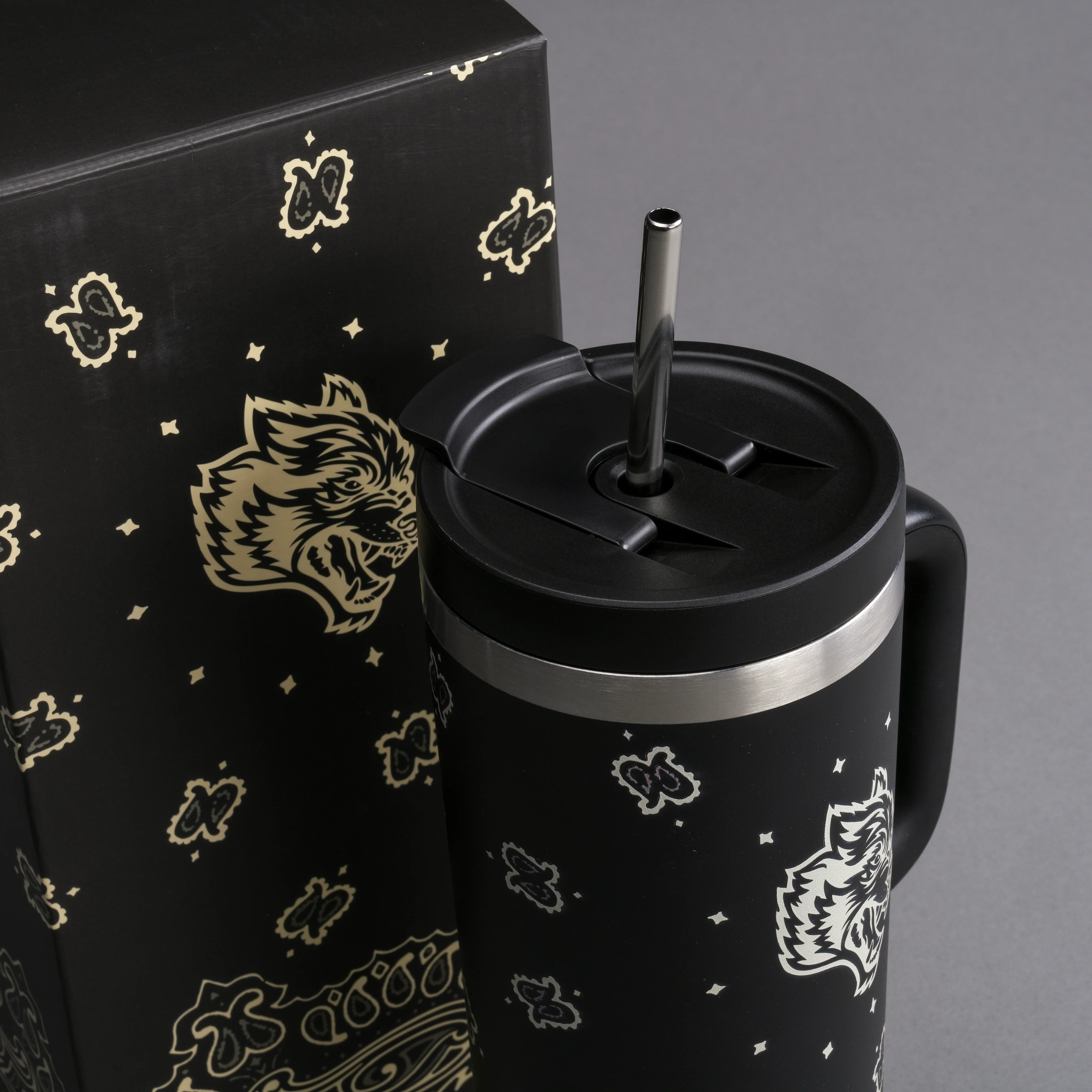 Western Wolf Travel Tumbler in Black - Image 6