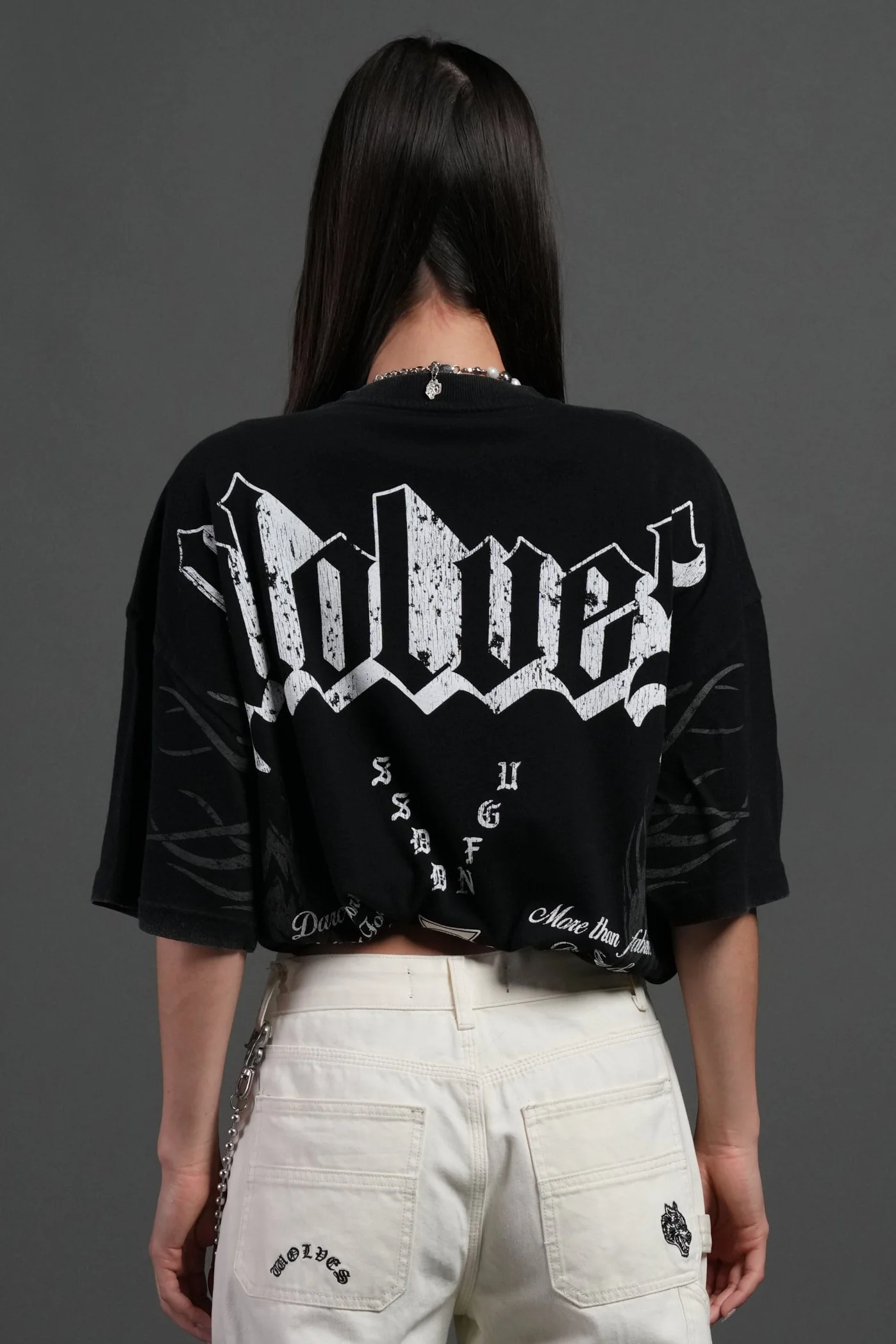 Wlvs Fire Premium Oversized Tee in Black - Image 4