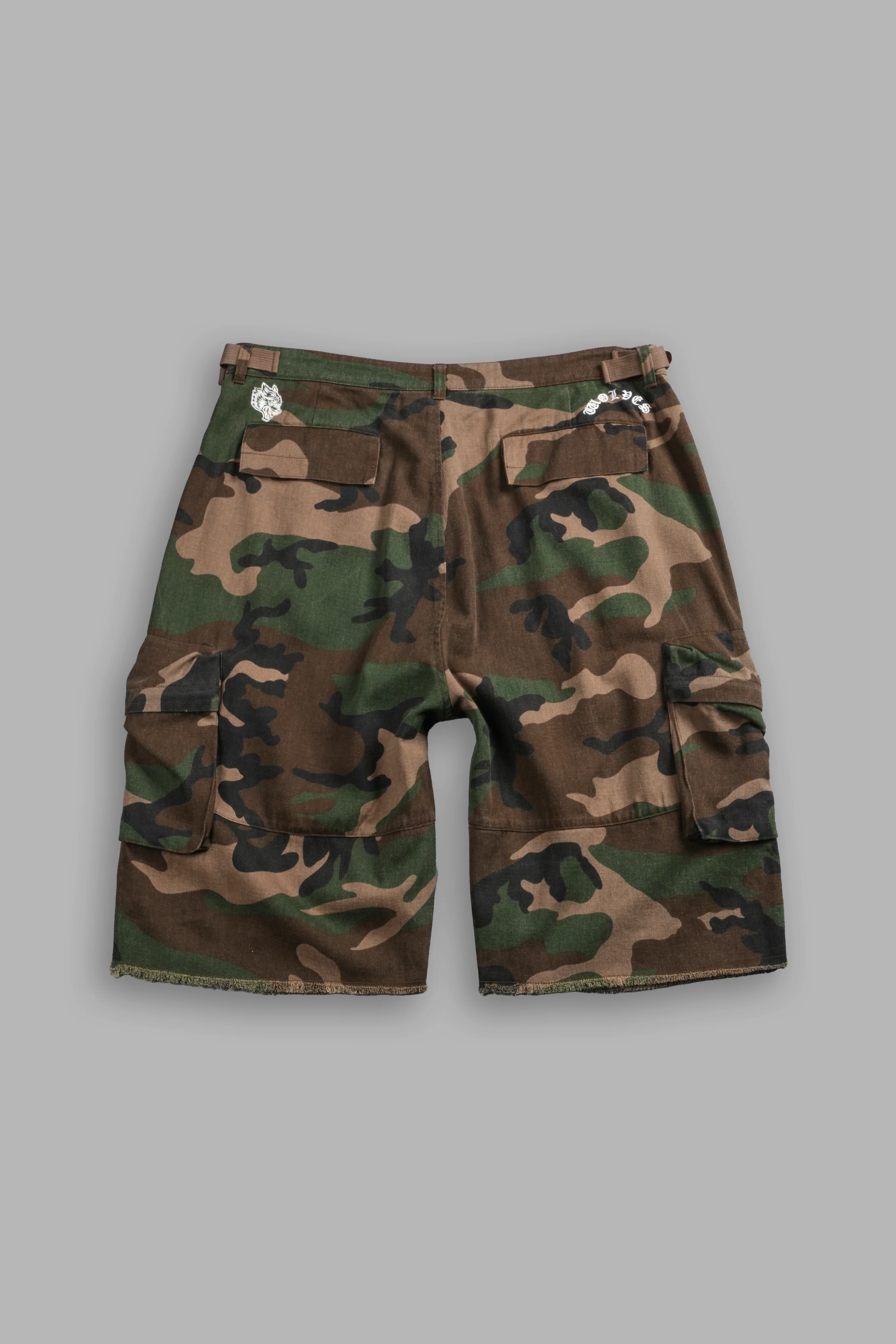 Wolf Chopper Duke Cargo Shorts in Woodland Camo - Image 3