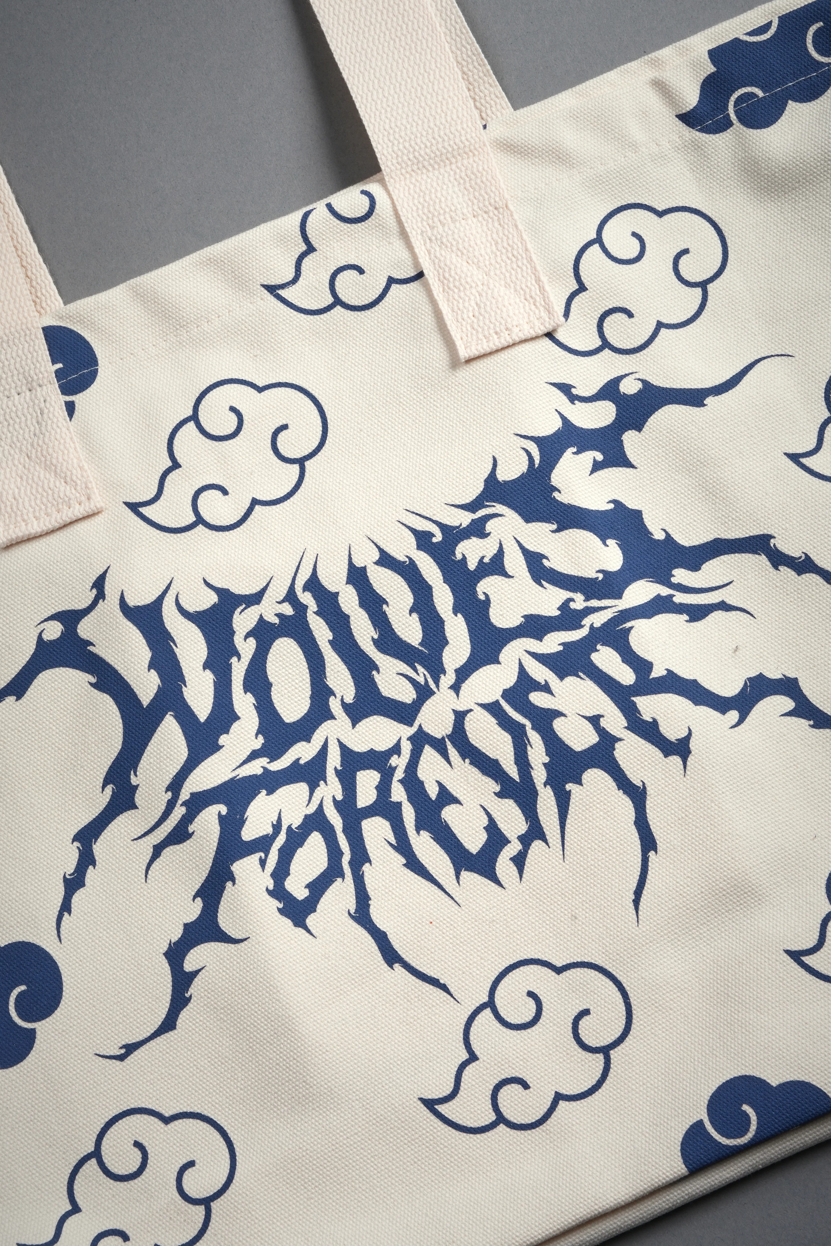 Wolf Clouds Canvas Tote in Cream/Blue - Image 7