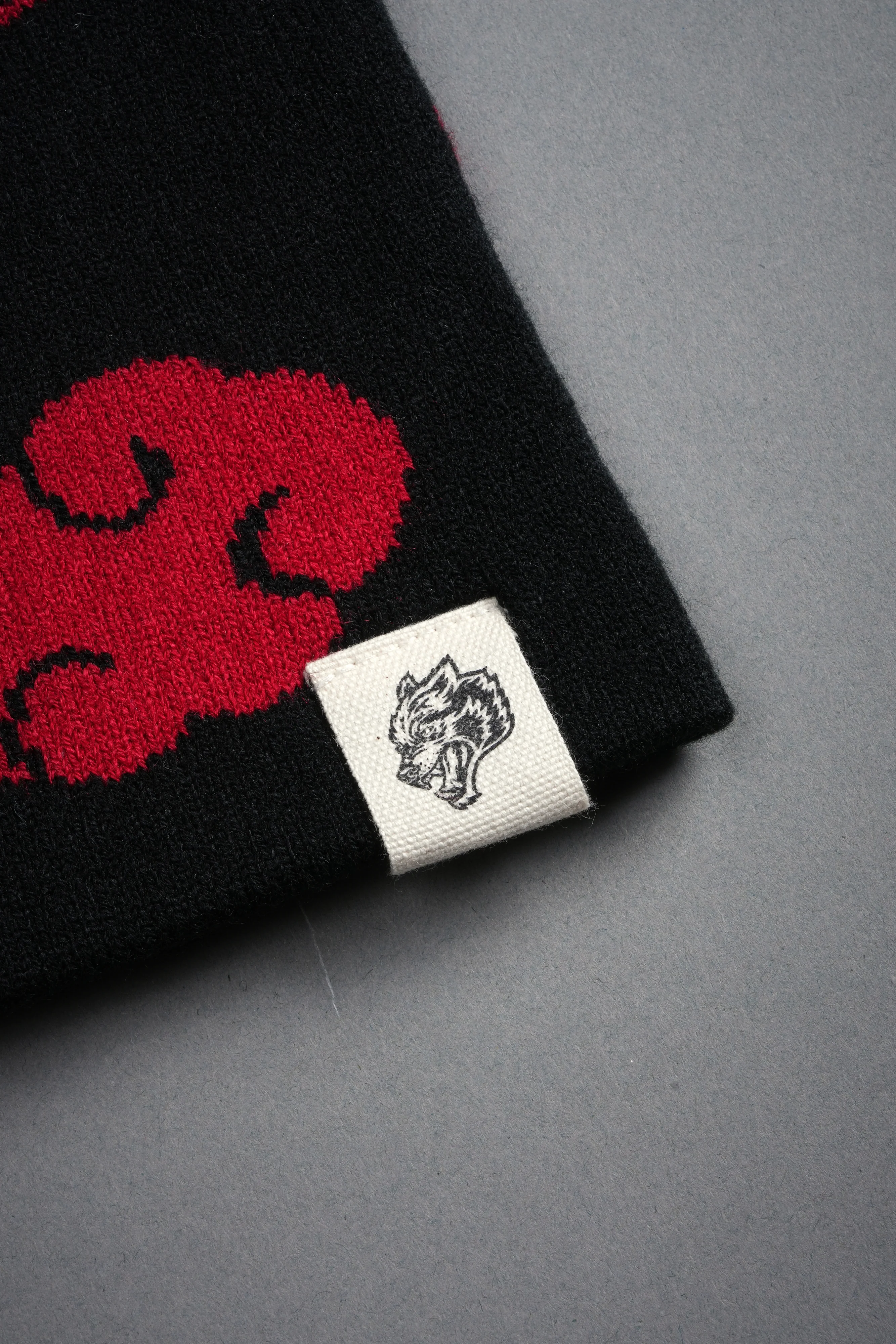 Wolf Clouds Cap Beanie in Black/Red - Image 6