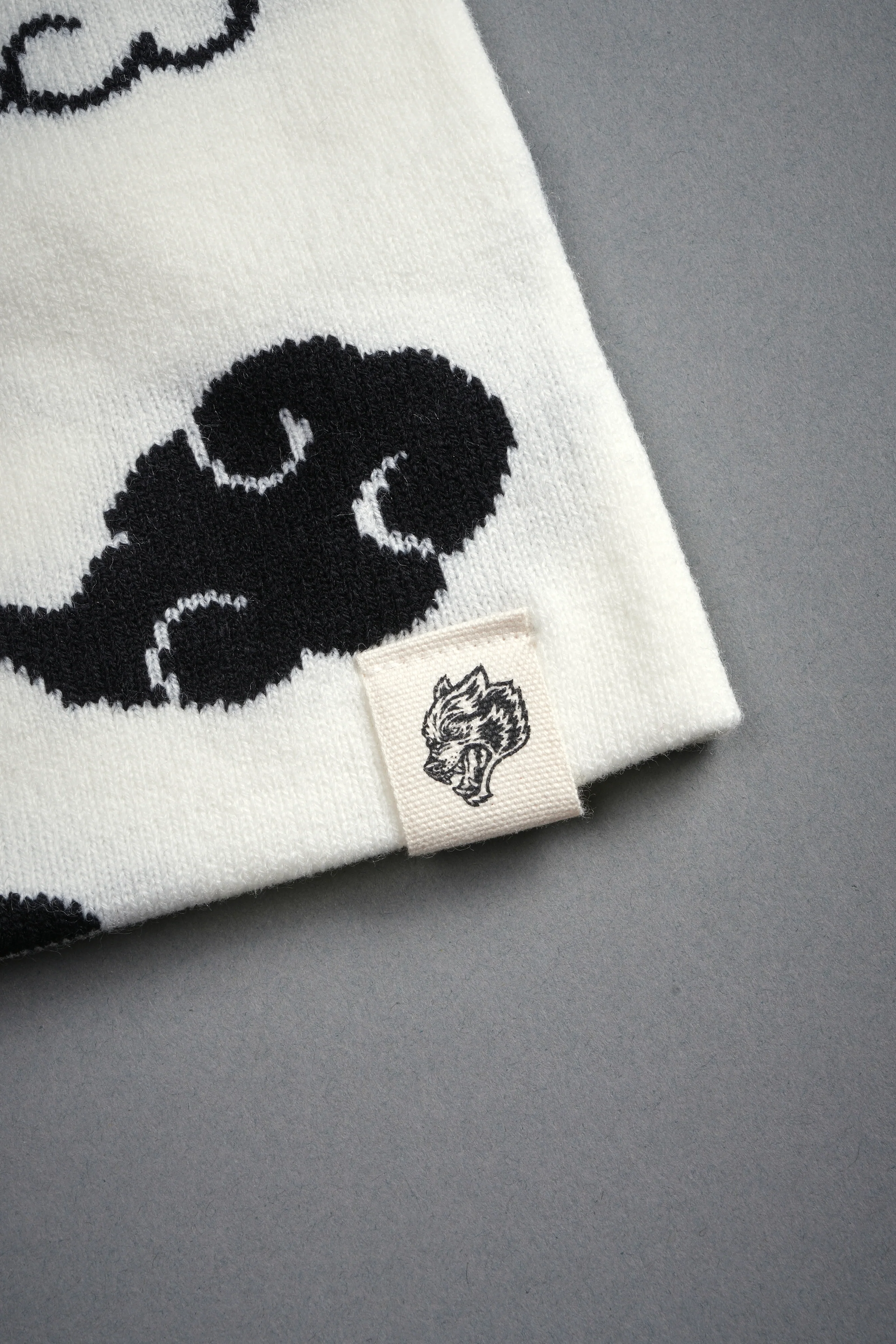Wolf Clouds Cap Beanie in Cream/Black - Image 6