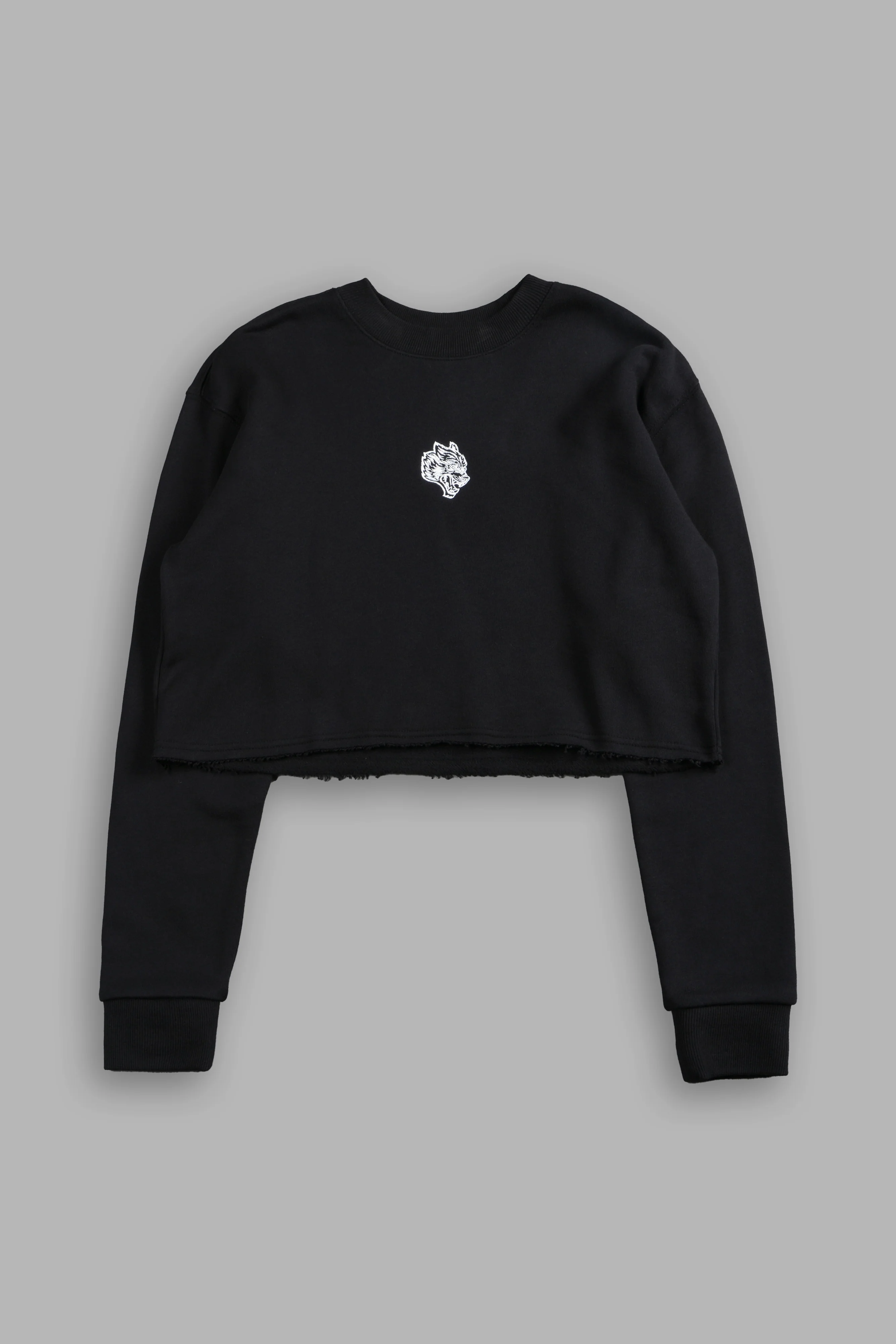 Wolf Head Cropped Crewneck in Black - Image 4