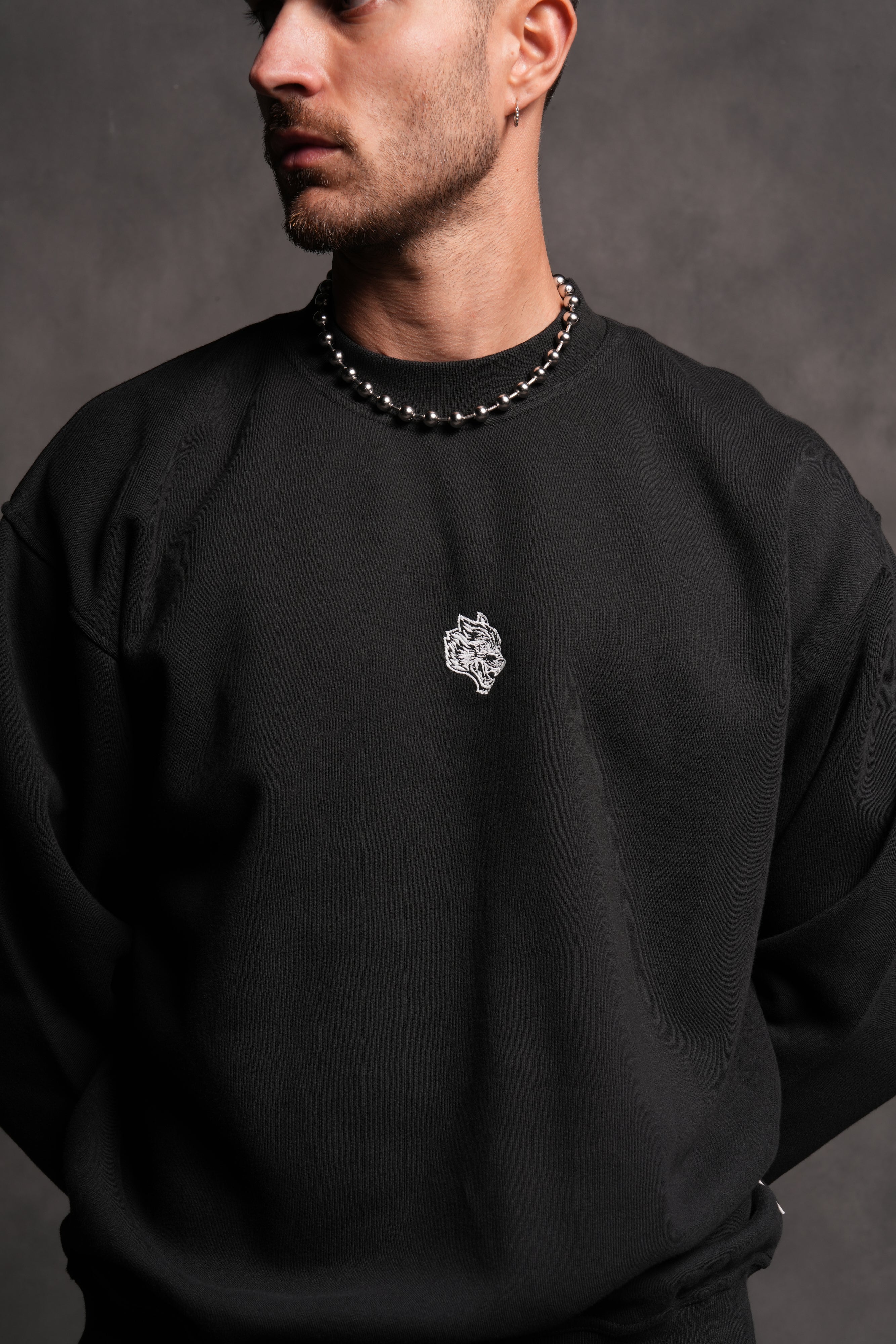 Wolf Head London Crewneck in Black - Image 8