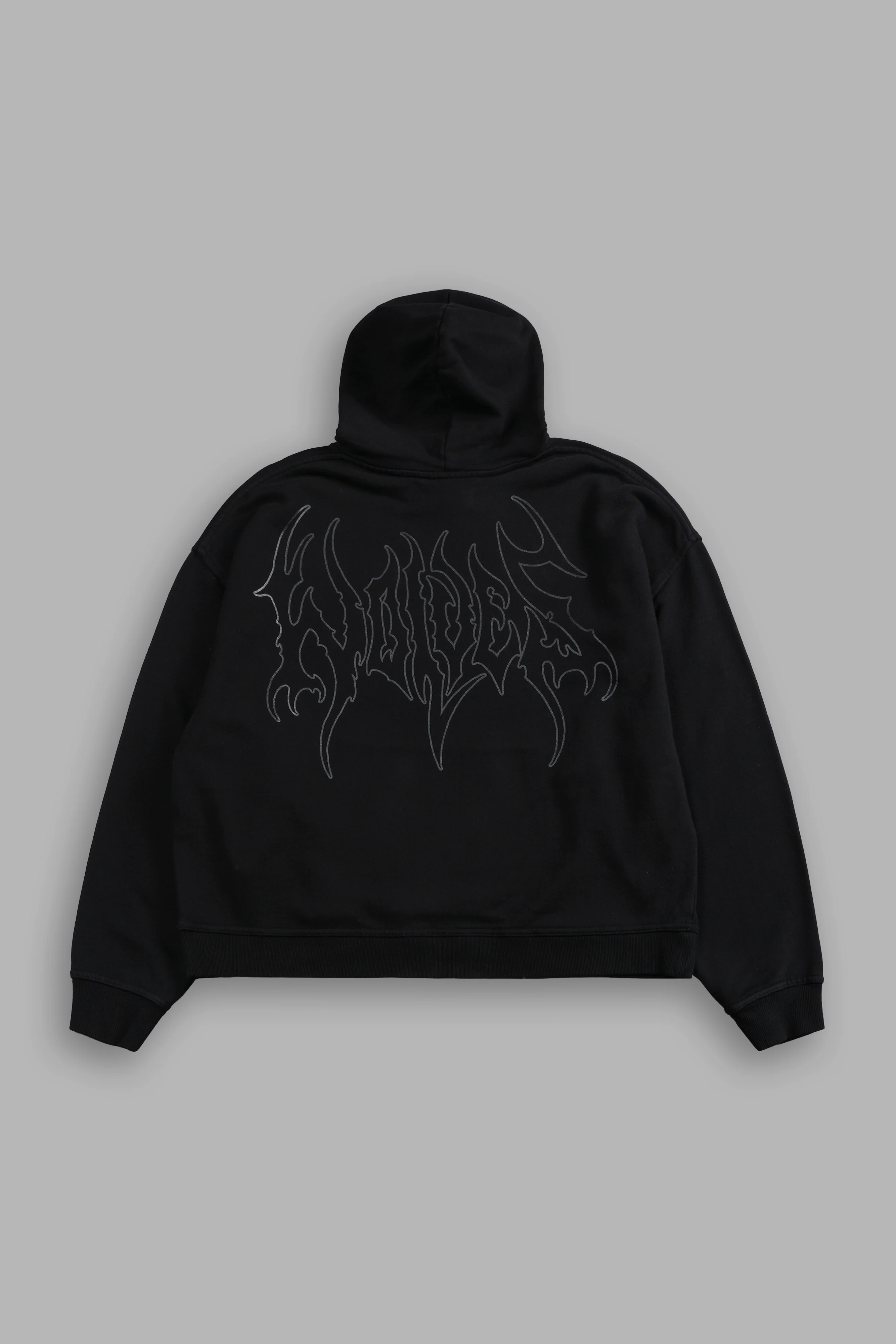 Wolf Hesh FRVR "Grunge" Box Cut Hoodie in Black - Image 3
