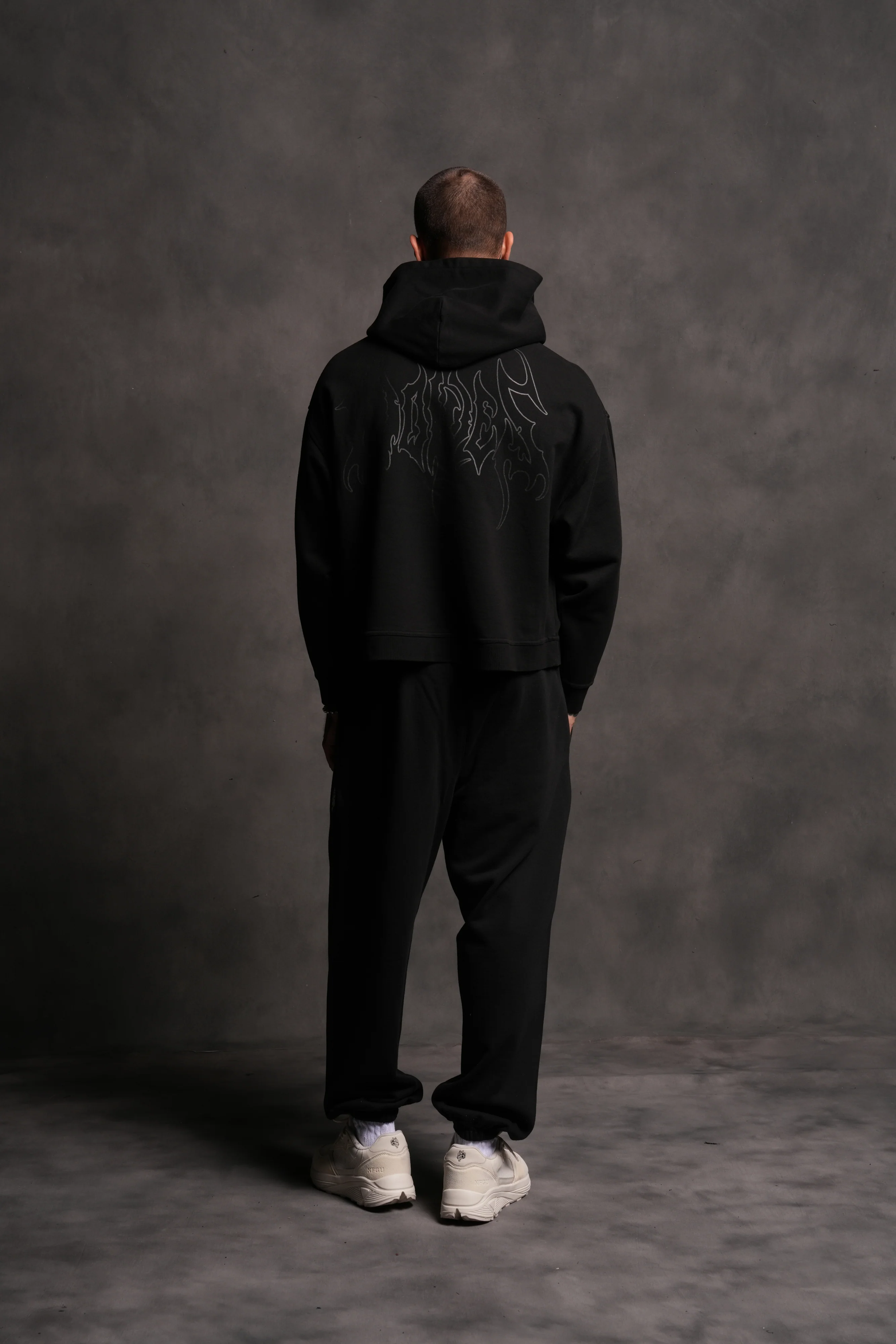Wolf Hesh FRVR "Grunge" Box Cut Hoodie in Black - Image 6