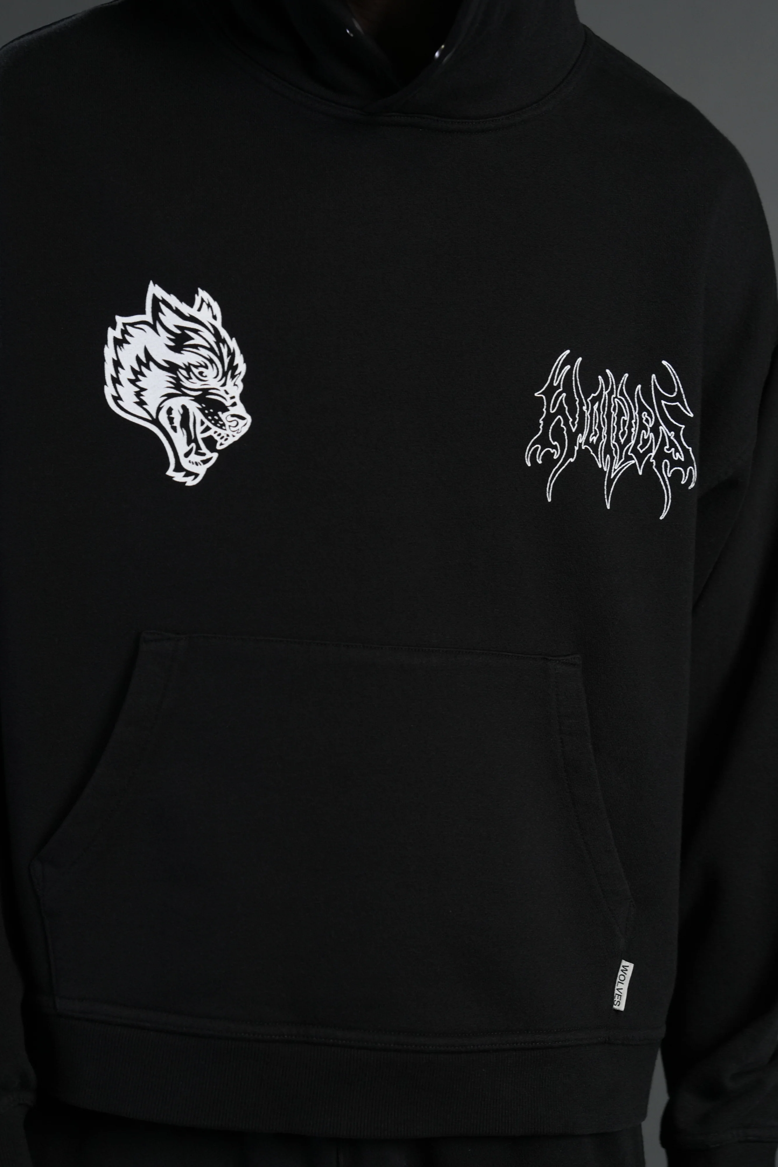 Wolf Hesh FRVR "Grunge" Box Cut Hoodie in Black - Image 7