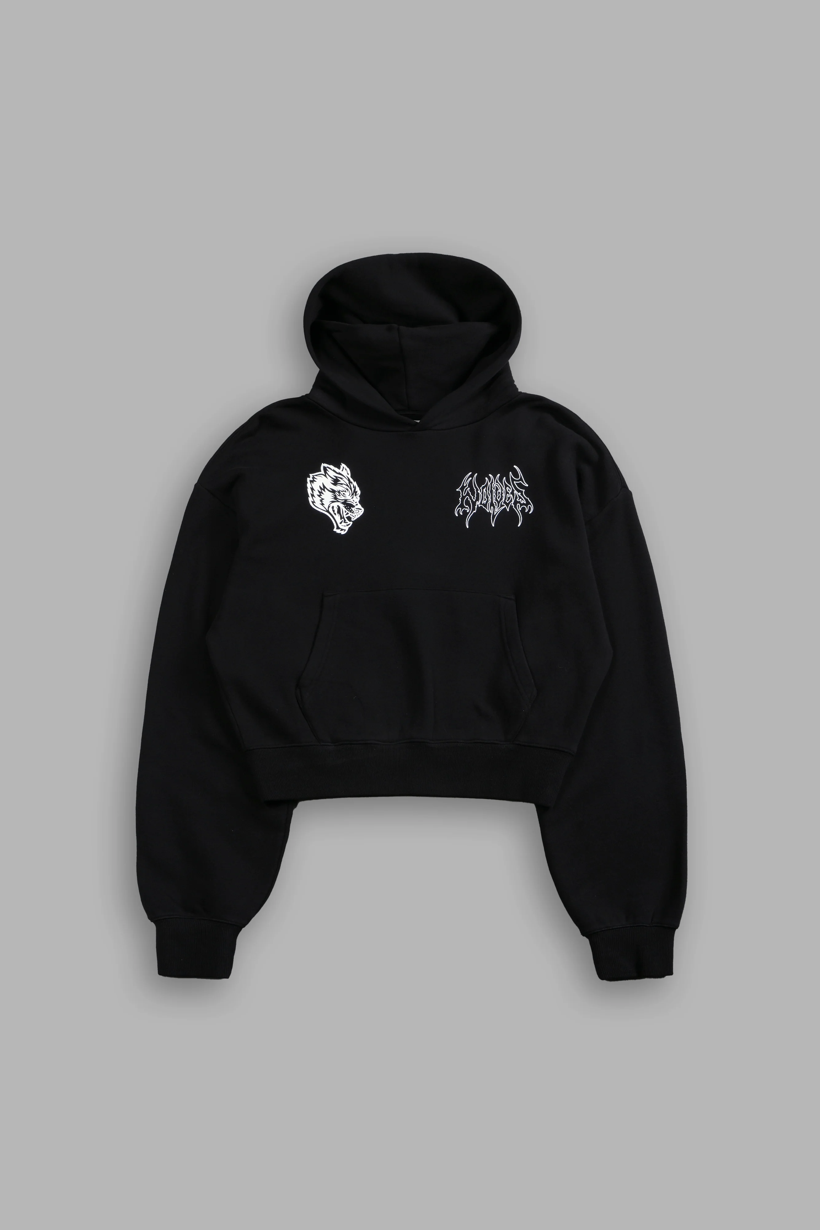 Wolf Hesh Owen Cropped Hoodie in Black - Image 3