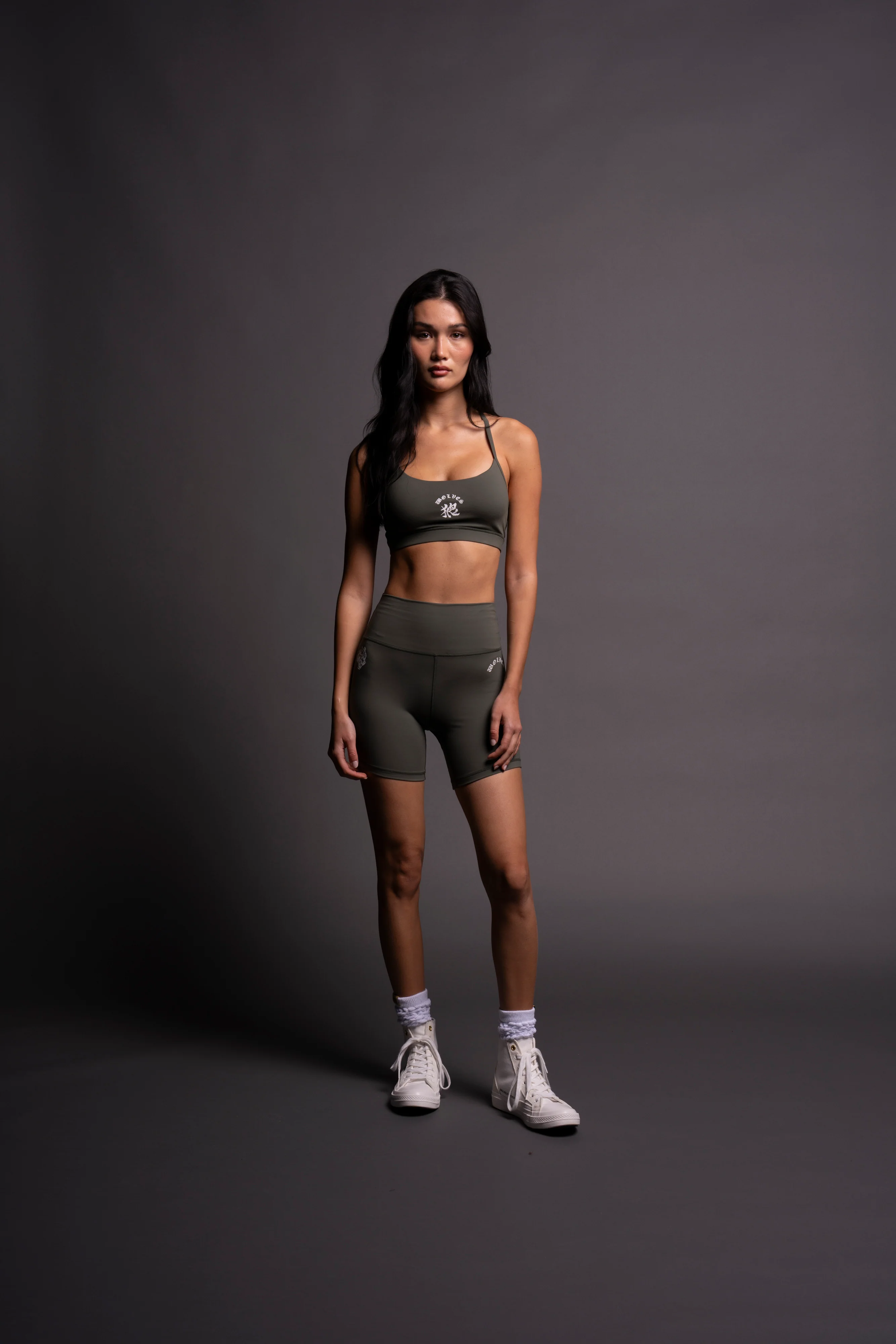 Wolf Kanji "Energy" Everyday Sports Bra in Pine Green - Image 5